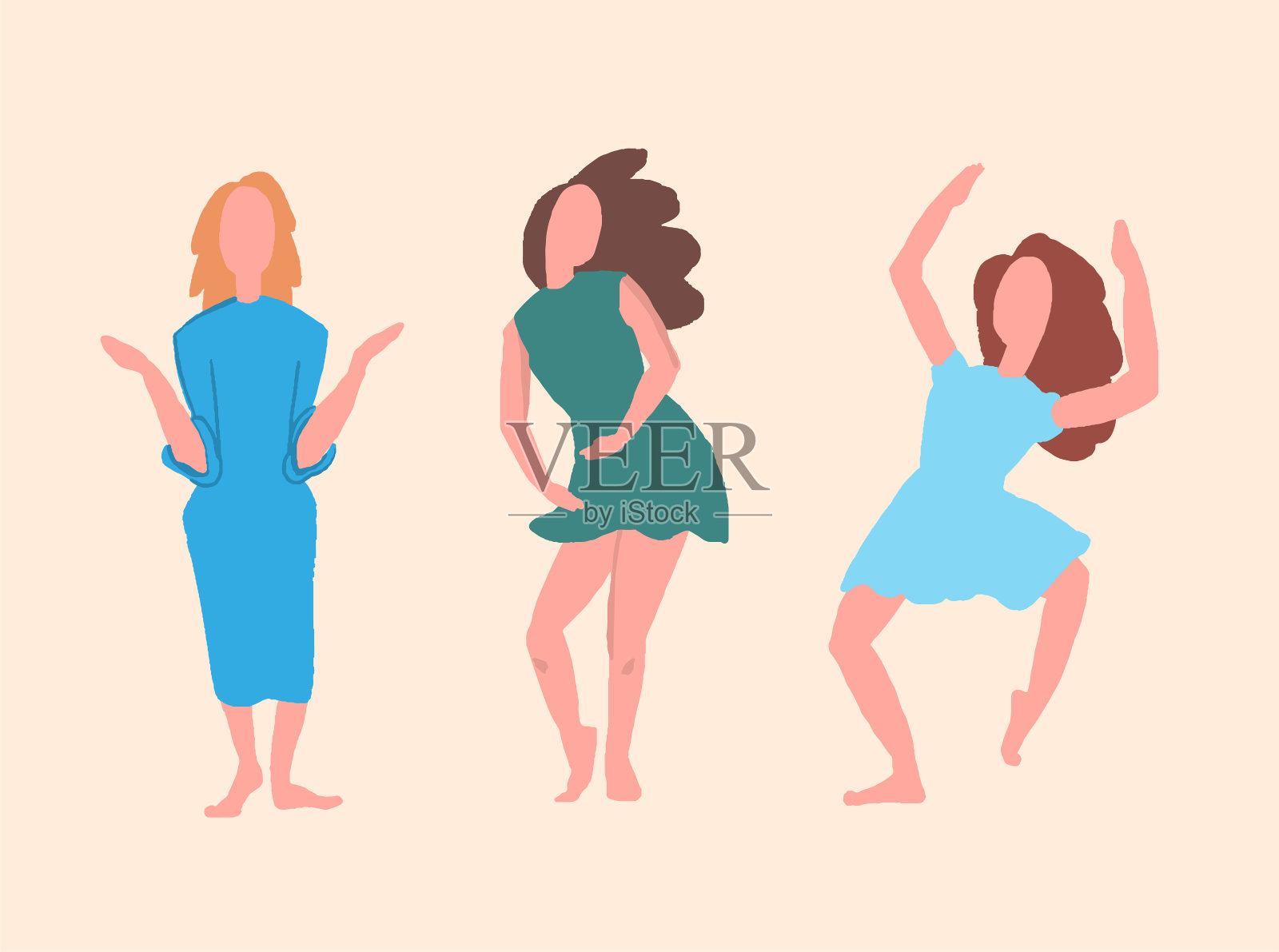 矢量插图的舞蹈妇女设计元素图片
