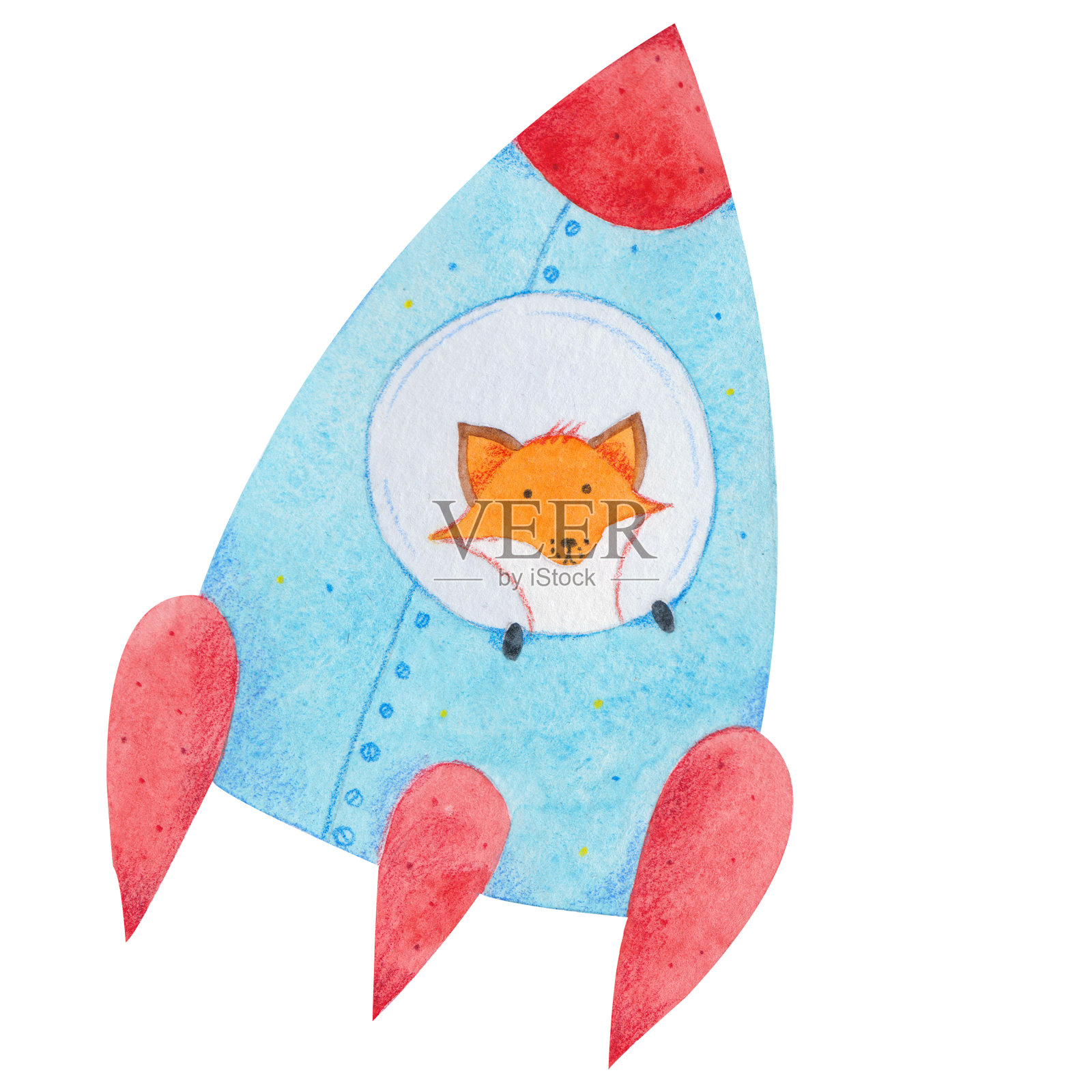 有趣的狐狸是太空人插画图片素材