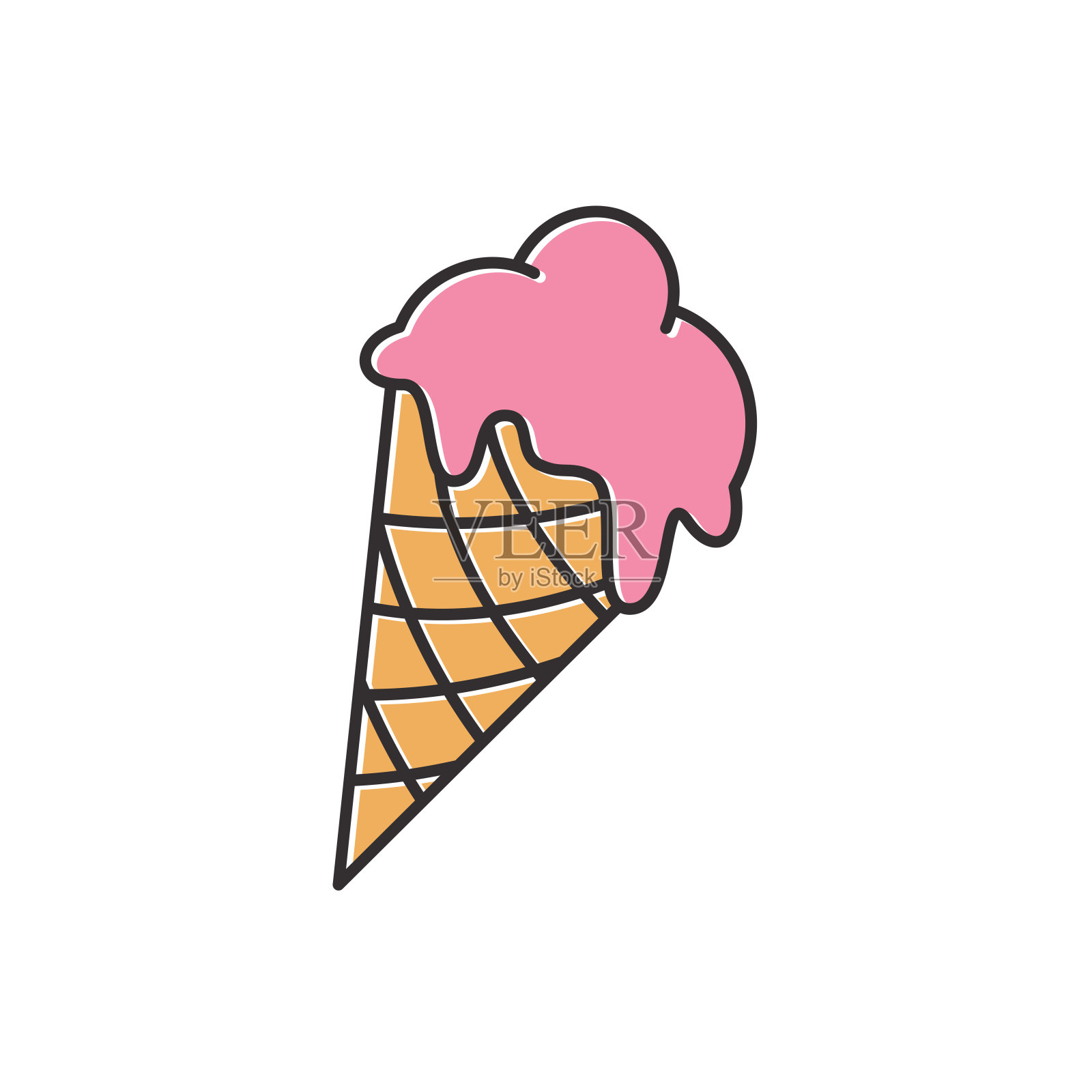 冰淇淋矢量图标在时尚的平面设计图标素材