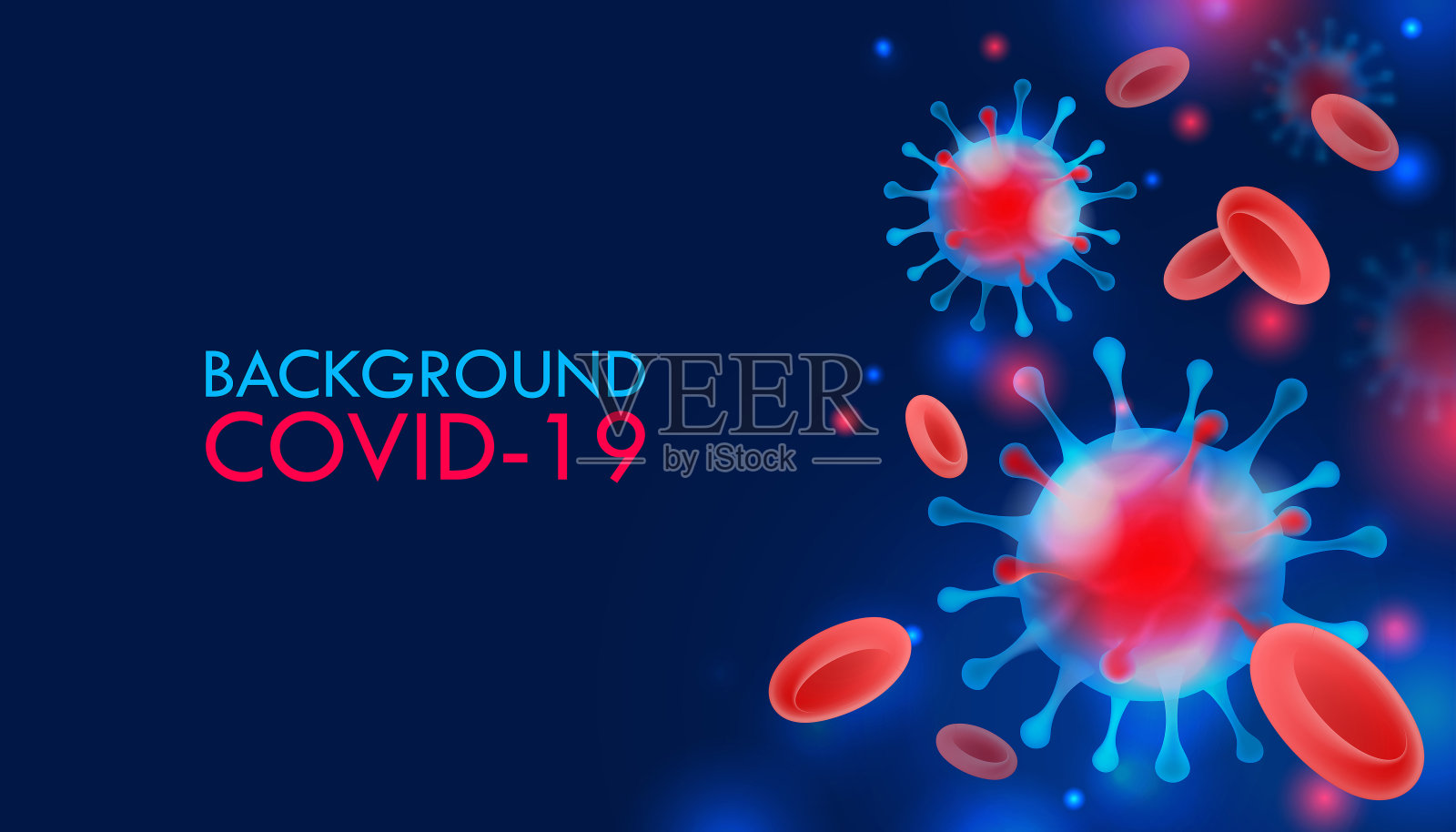 艺术。冠状病毒2019-ncov和病毒背景。深蓝色背景上的COVID-19。大流行医学概念。设计模板素材