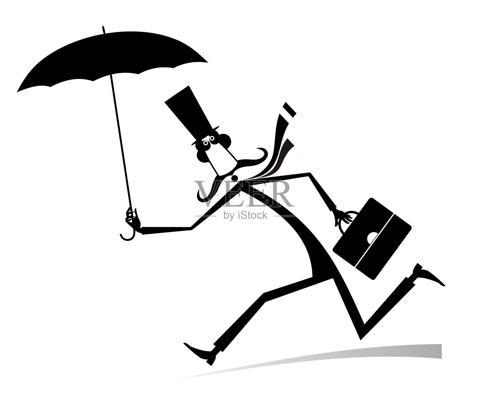 刮风的日子和人带伞孤立的插图设计元素图片