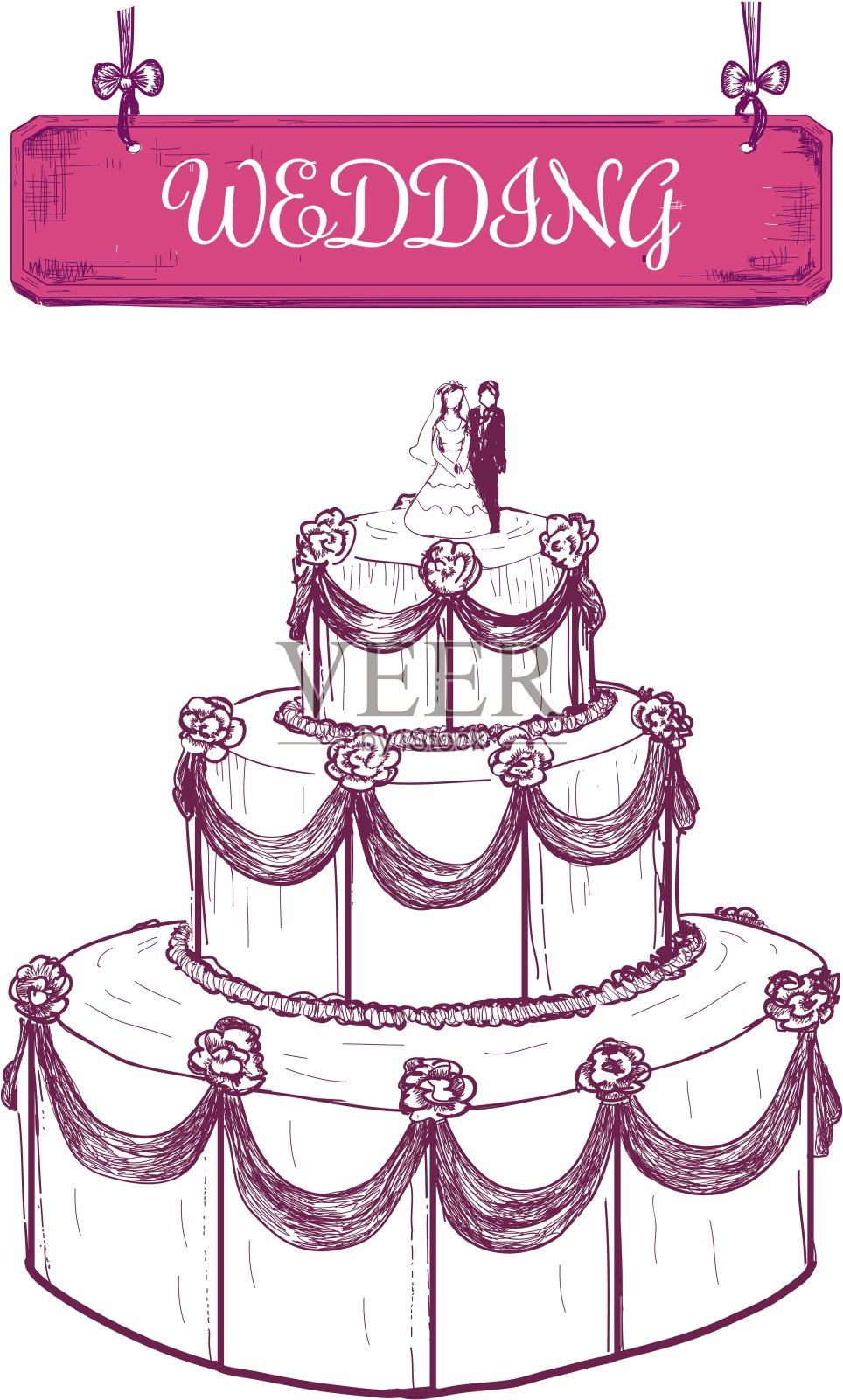 婚礼蛋糕插画图片素材