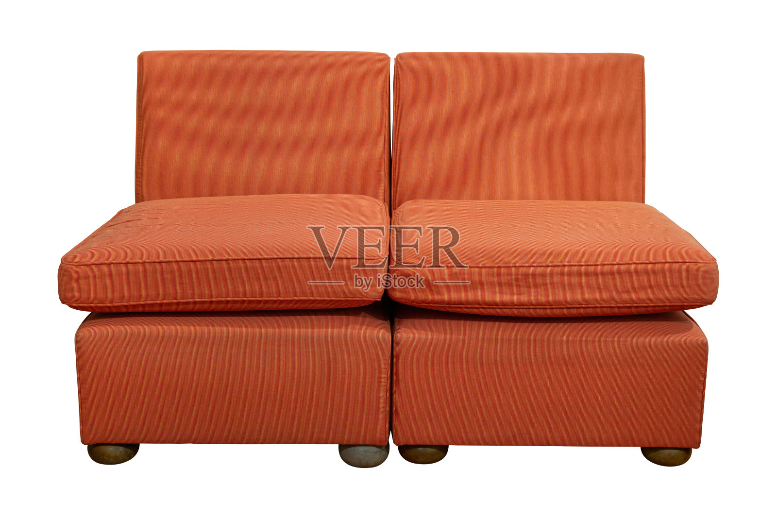 橙色沙发家具与白色的路径隔离照片摄影图片