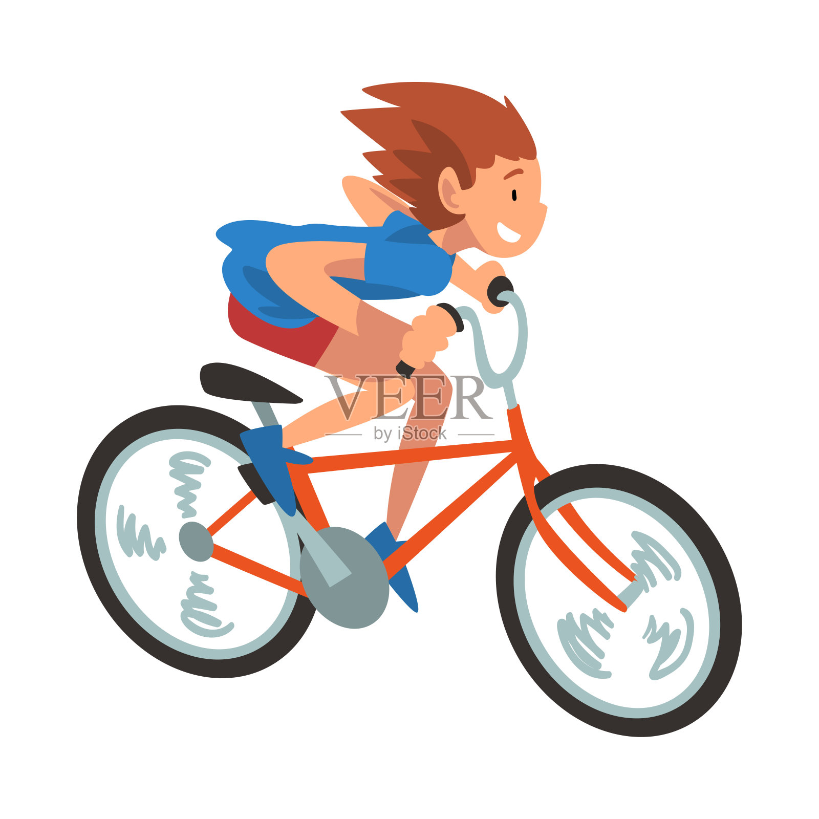 女孩骑自行车快，青少年骑自行车，夏季户外活动卡通矢量插图设计元素图片
