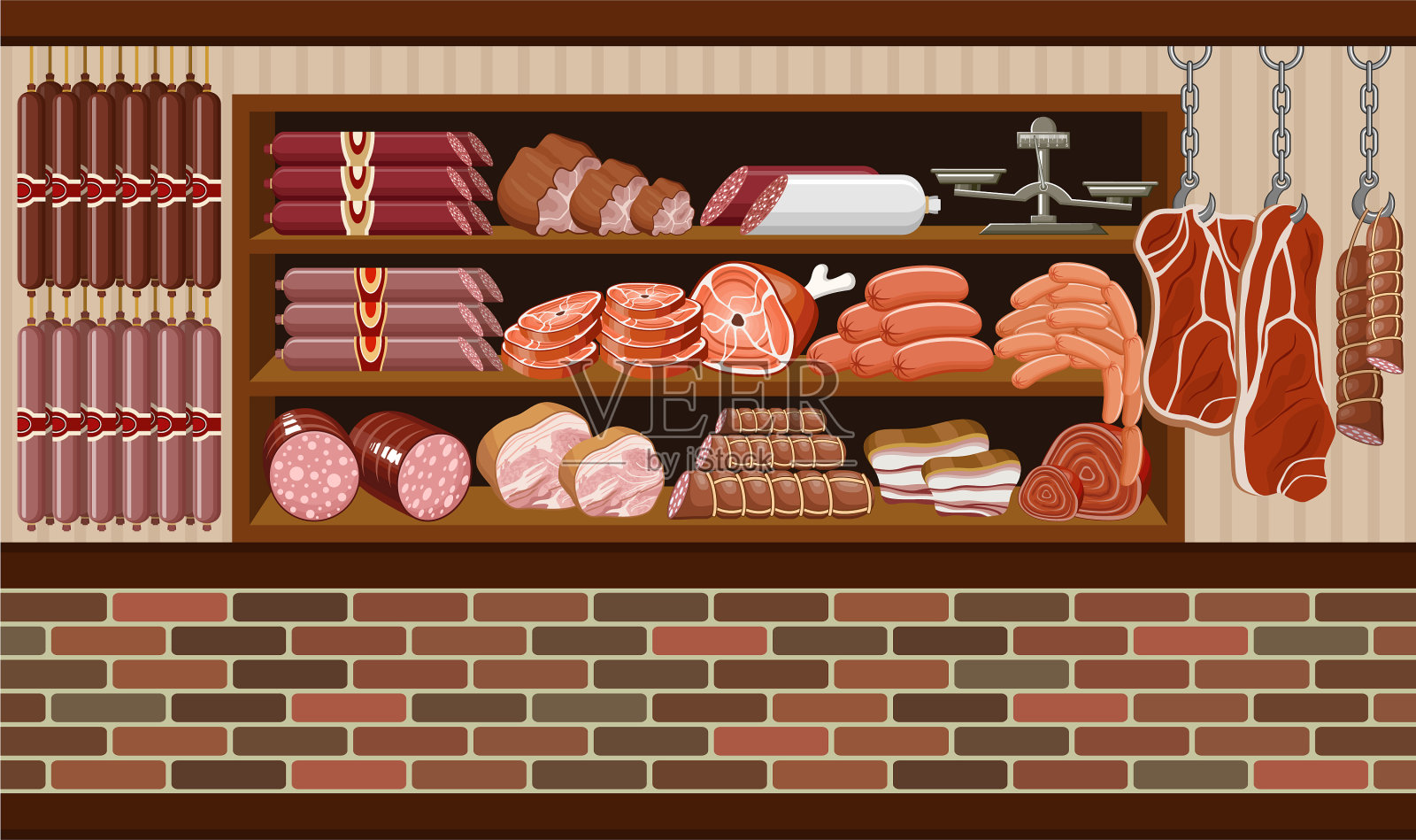 肉类市场插画图片素材