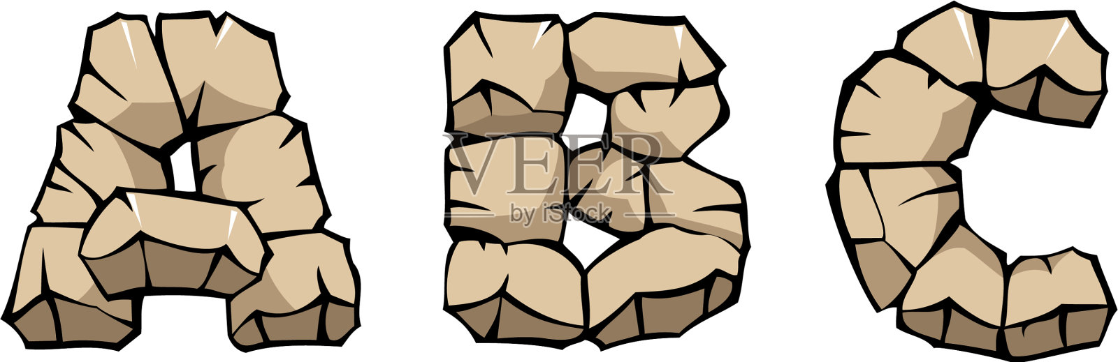石头abc字母插画图片素材