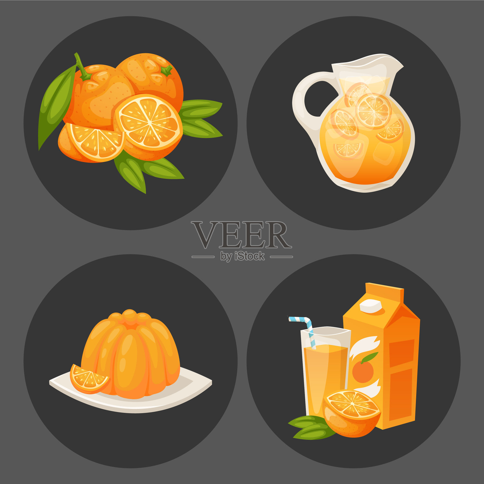 橙子及橙子制品插画图片素材