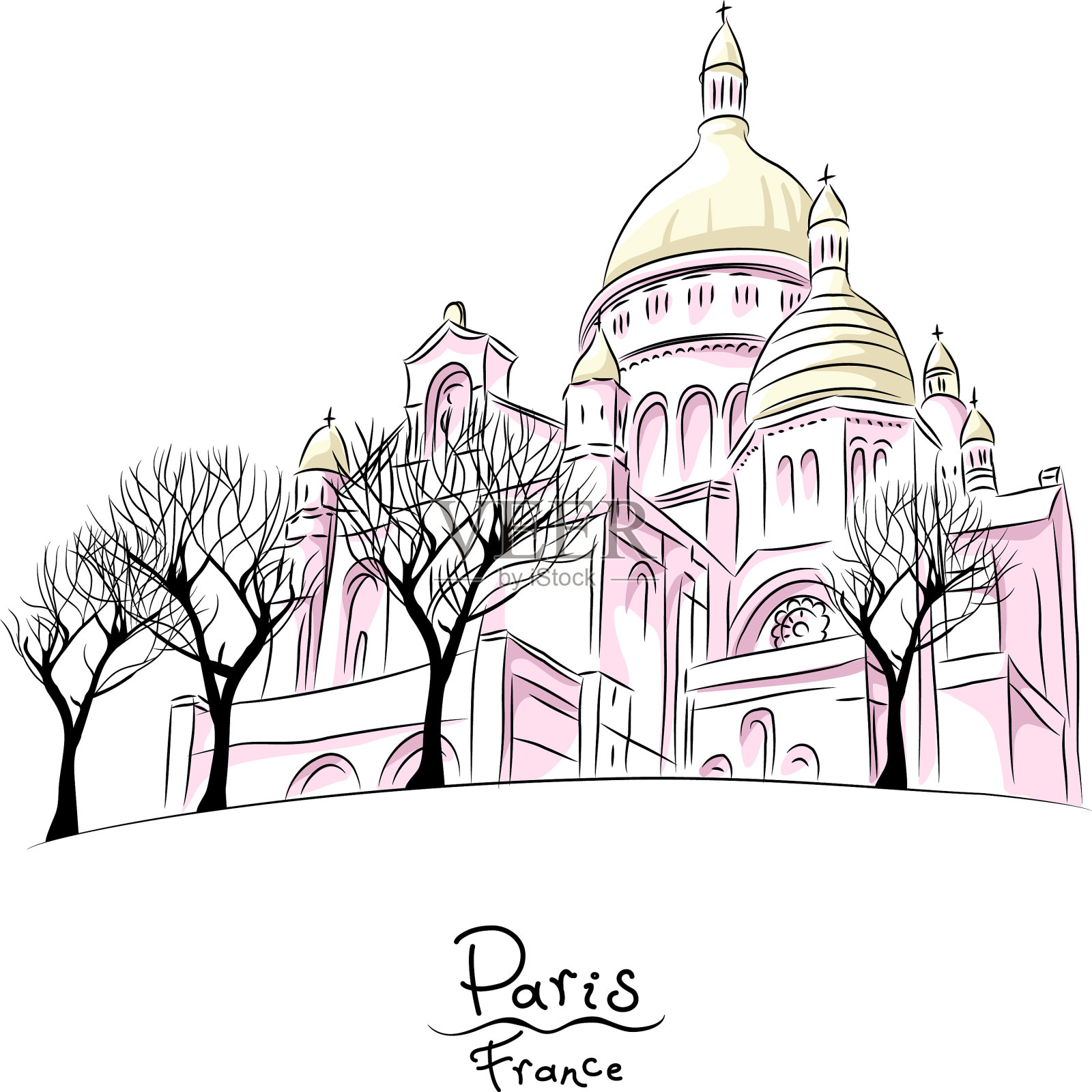 法国巴黎圣心素描设计元素图片