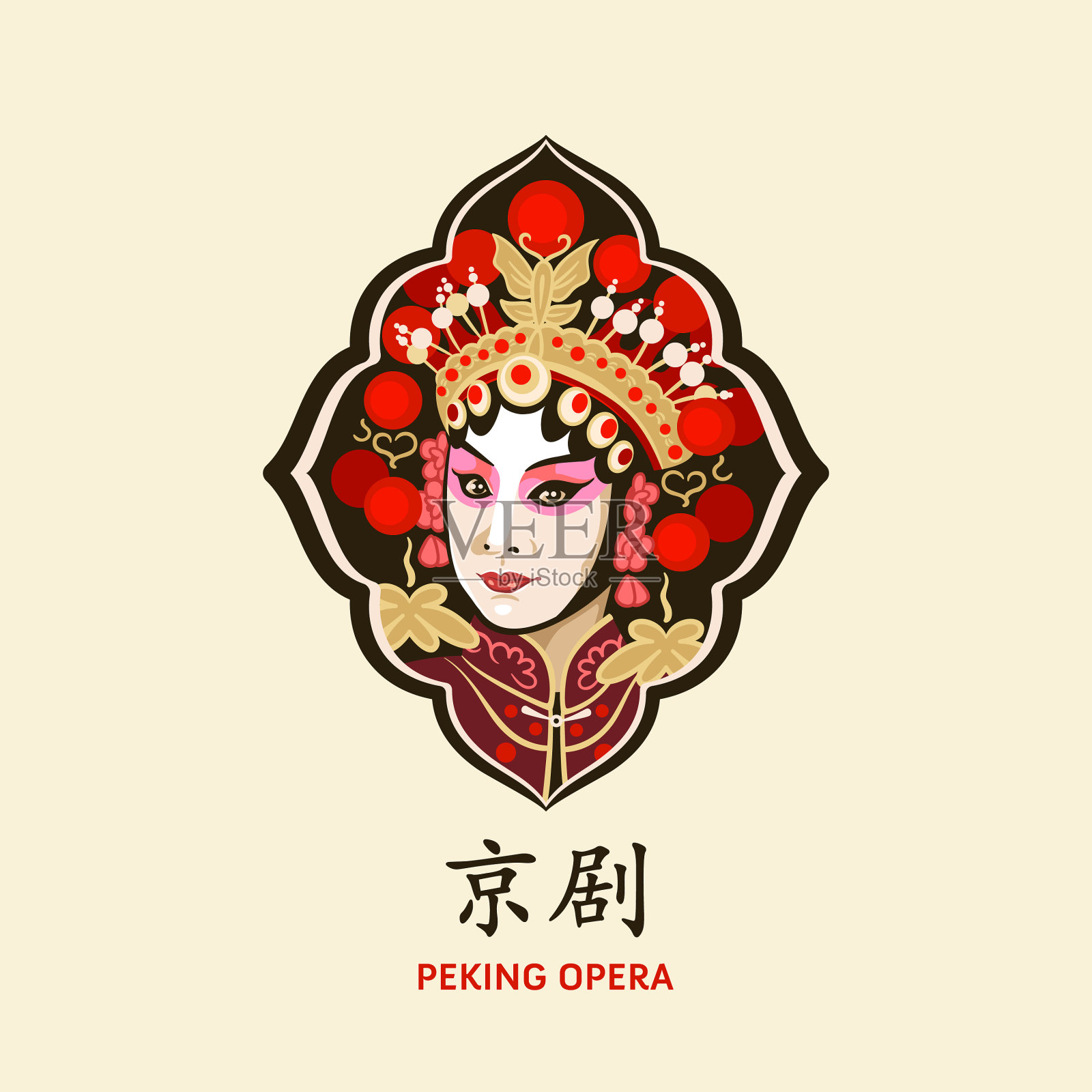 中国京剧的复古象征插画图片素材