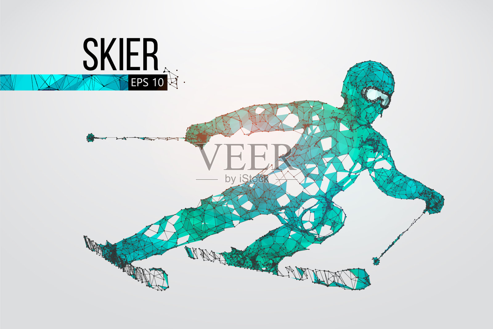 一个滑雪者的剪影插画图片素材