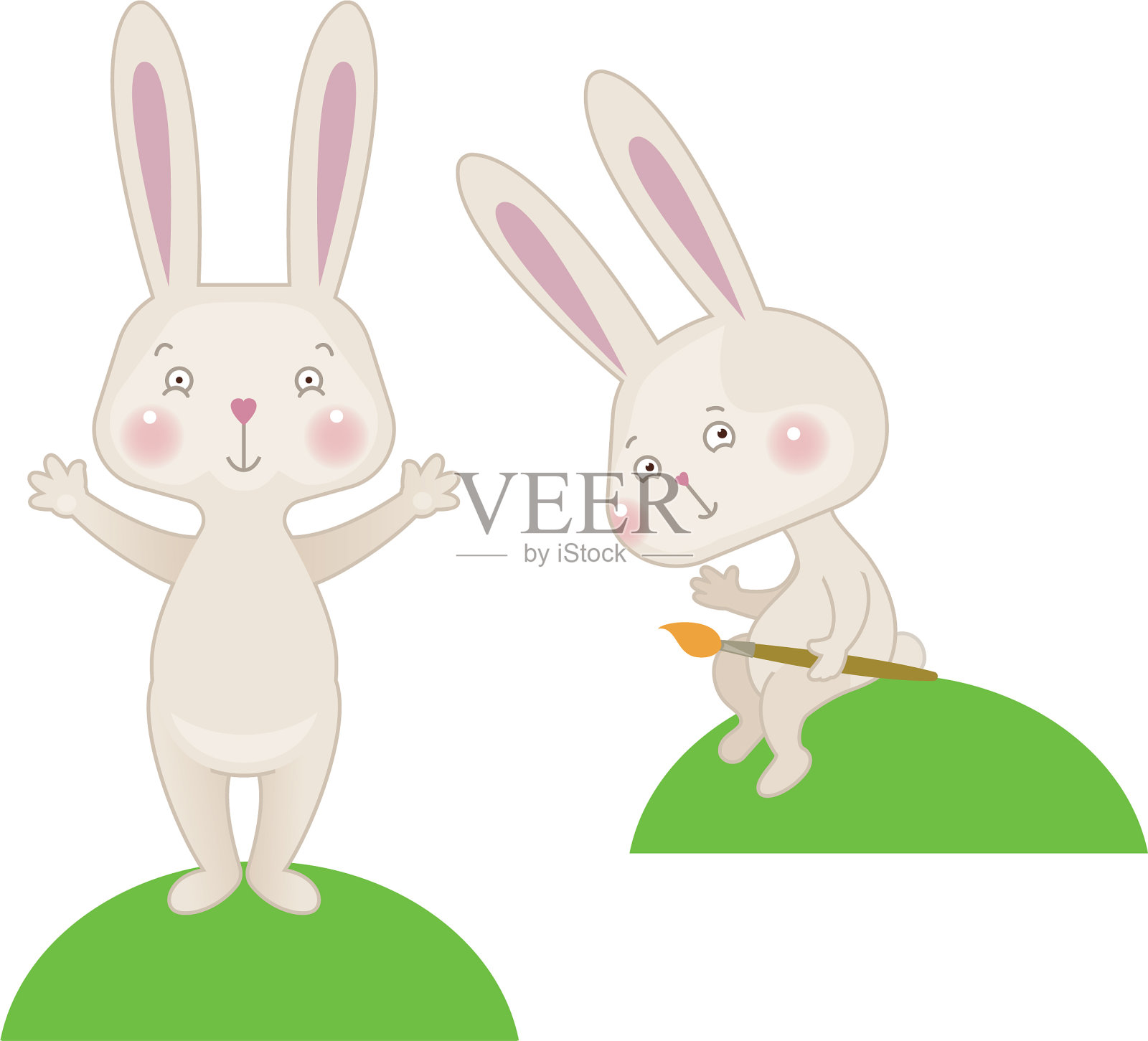 快乐的复活节兔子插画图片素材