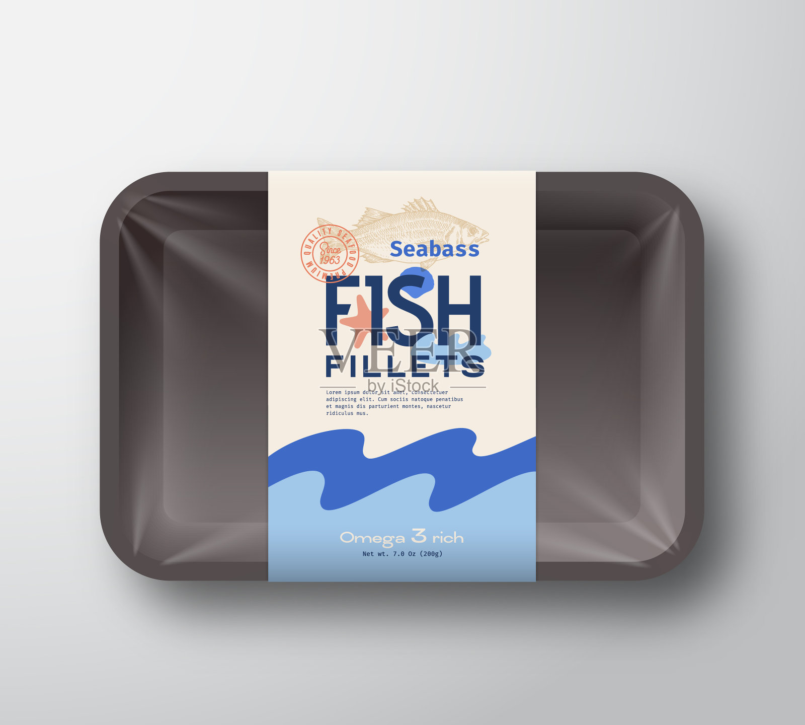 鱼片包装抽象的鱼塑料插画图片素材