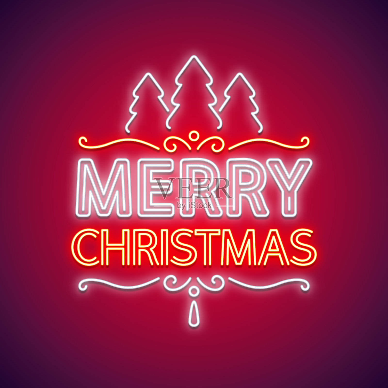 圣诞快乐的霓虹灯用红色装饰设计元素图片