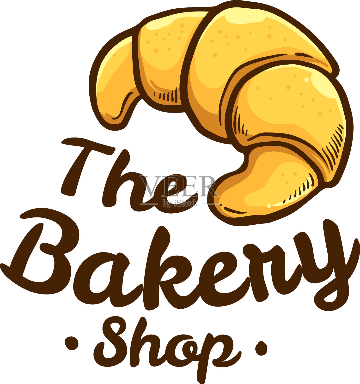牛角面包面包店的标志插画图片素材