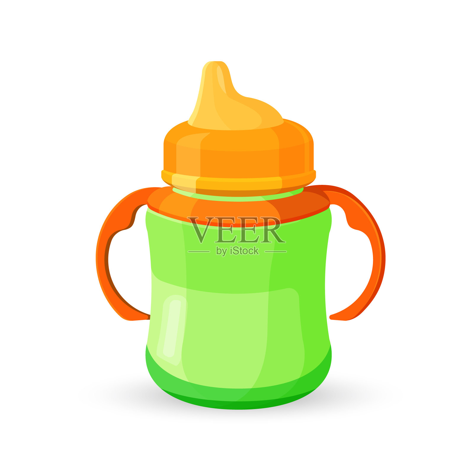 婴儿杯瓶绿橙透光饮水设计元素图片