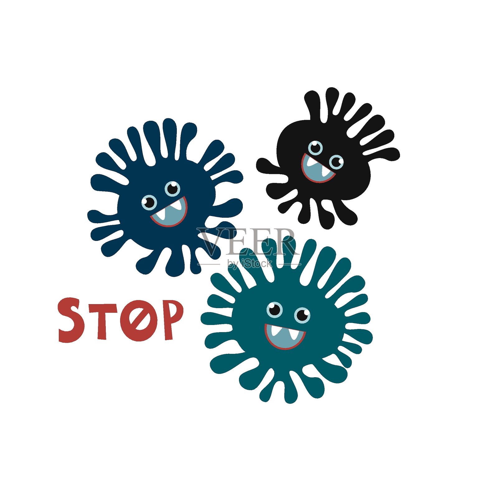 停止病毒矢量图。卡通的背景插画图片素材