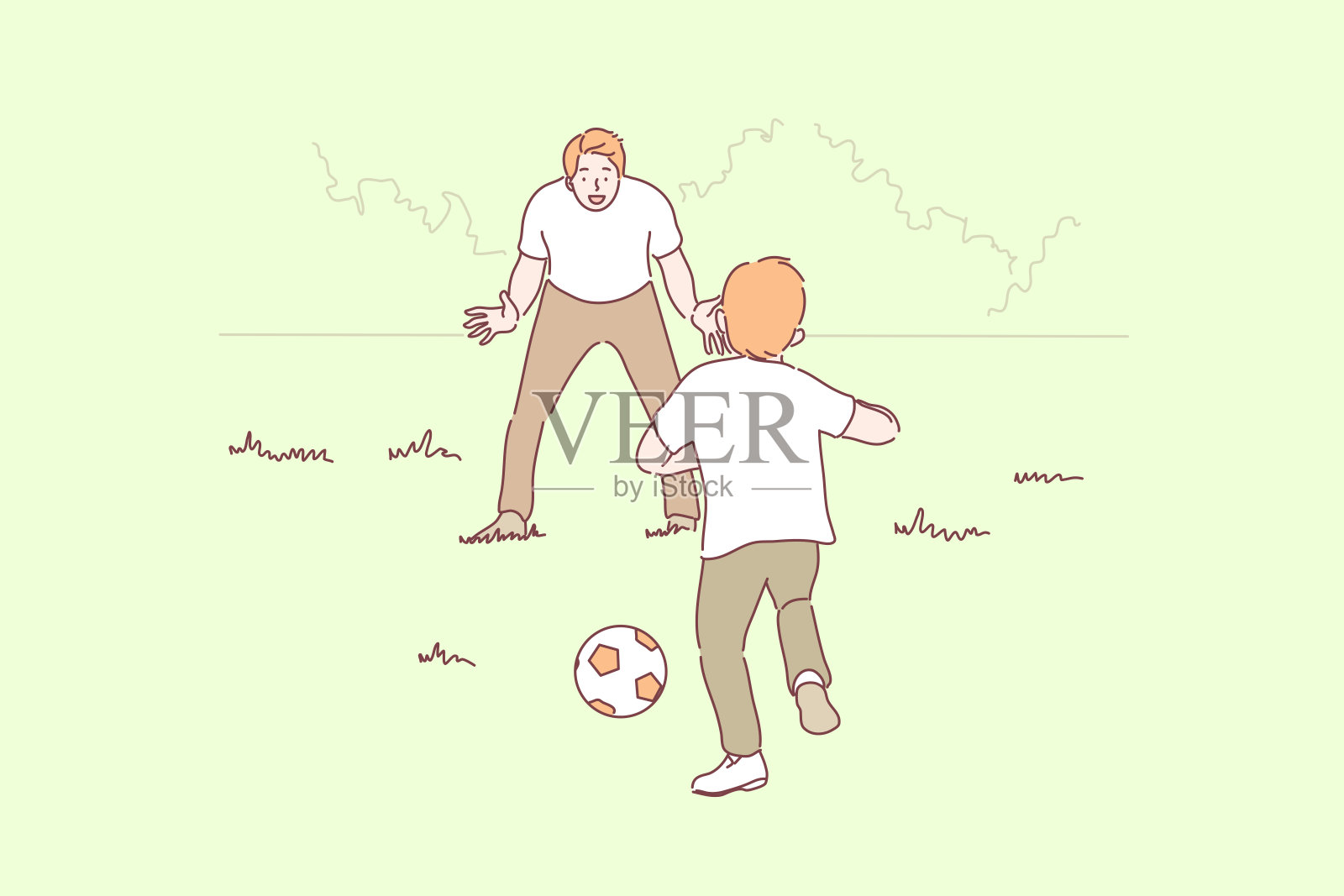 运动，足球，家庭，父亲，童年的概念插画图片素材