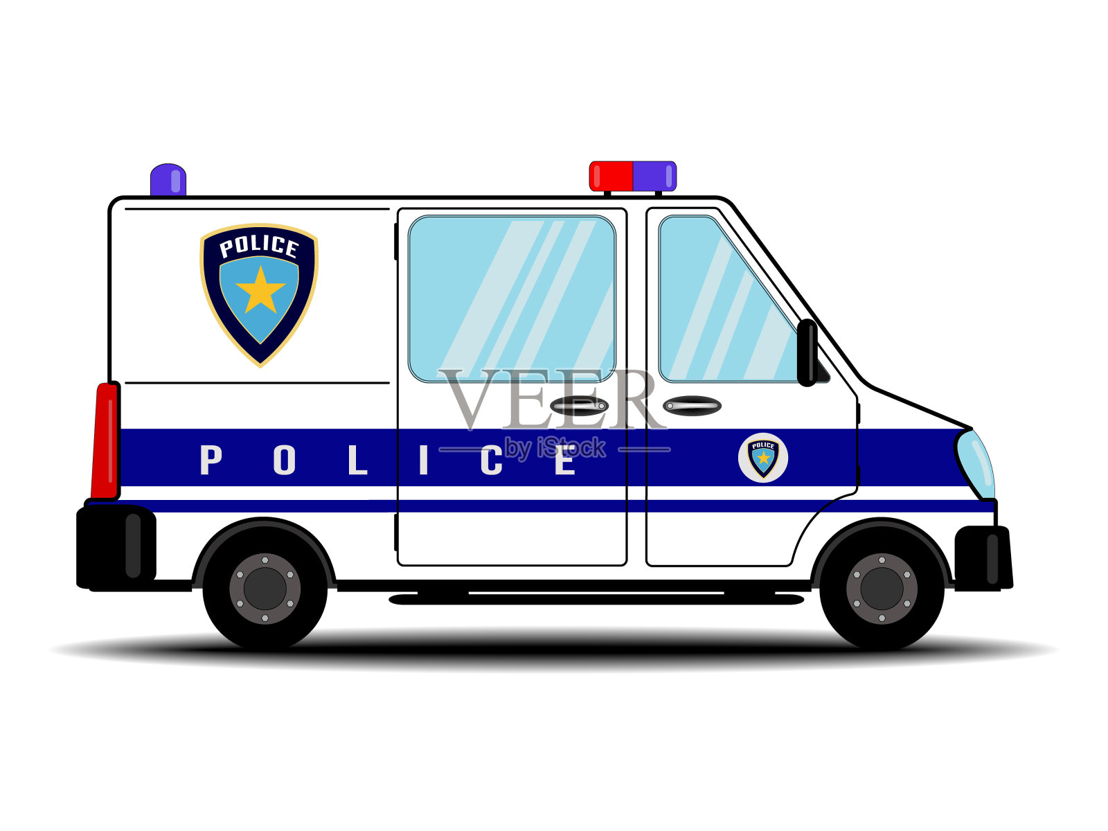 警车在白色背景上的矢量设计元素图片