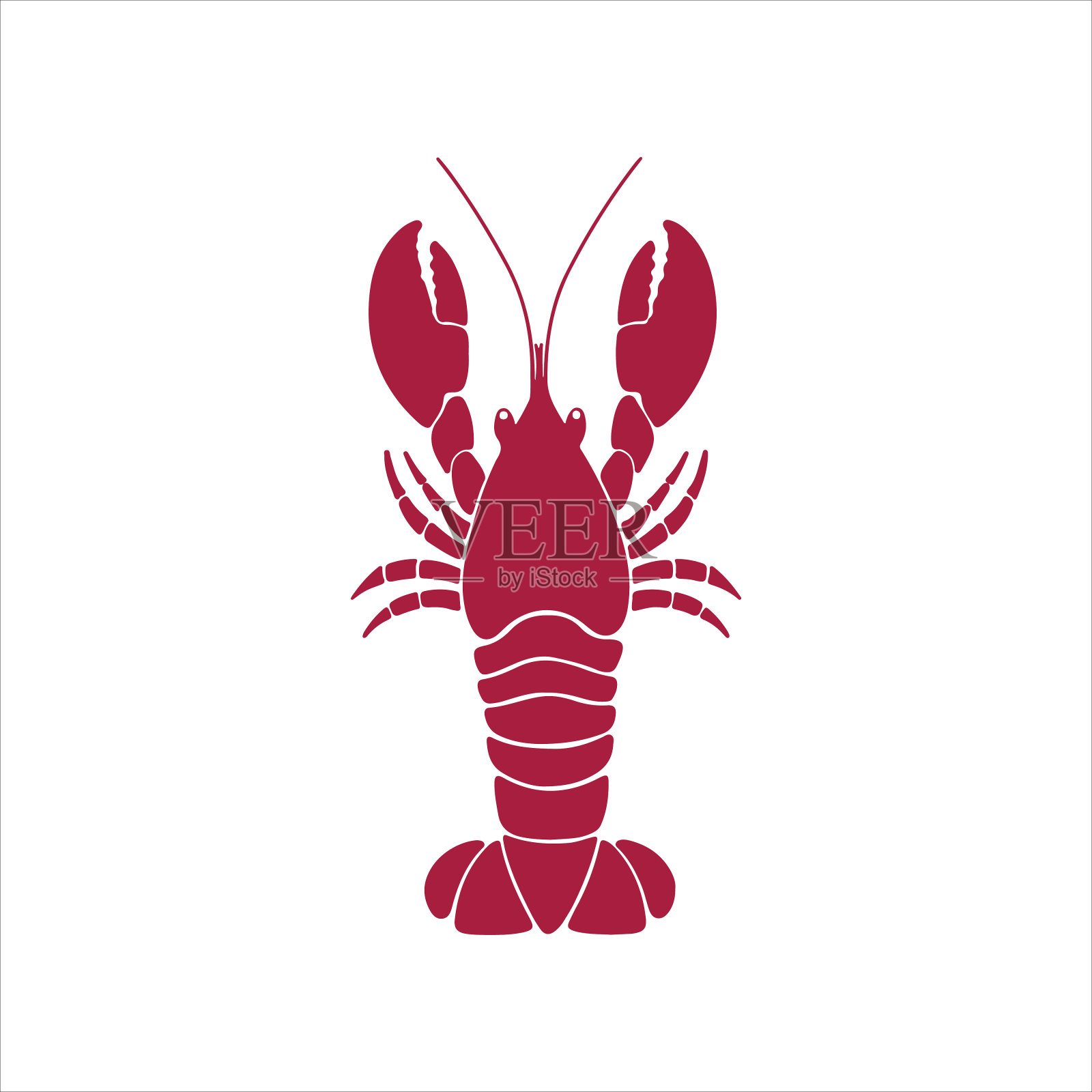 手绘龙虾标志。矢量平面风格插图准备龙虾孤立的白色背景。插画图片素材