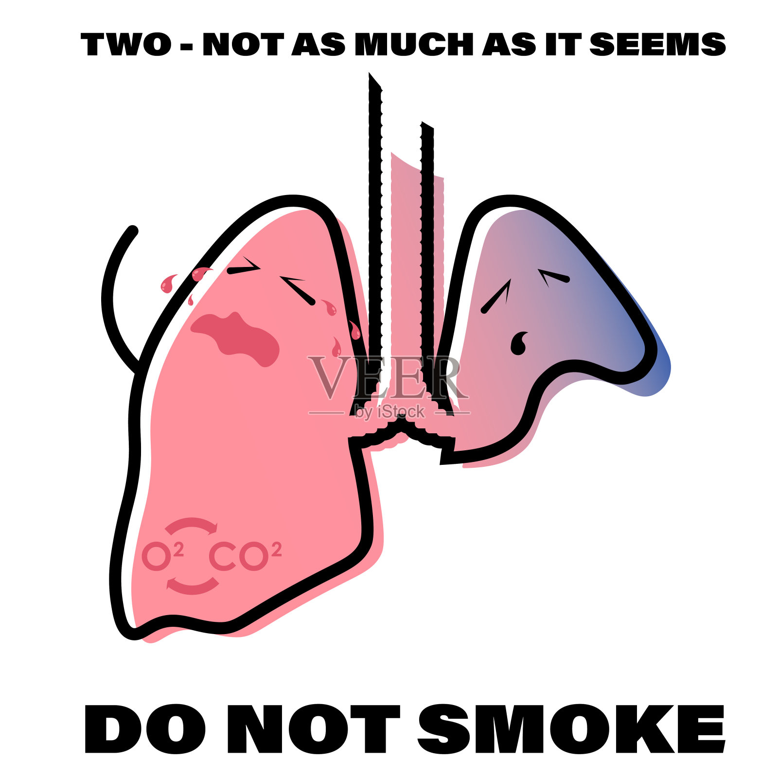 关于吸烟危害的插图。肺部分切除。预防呼吸道疾病插画图片素材