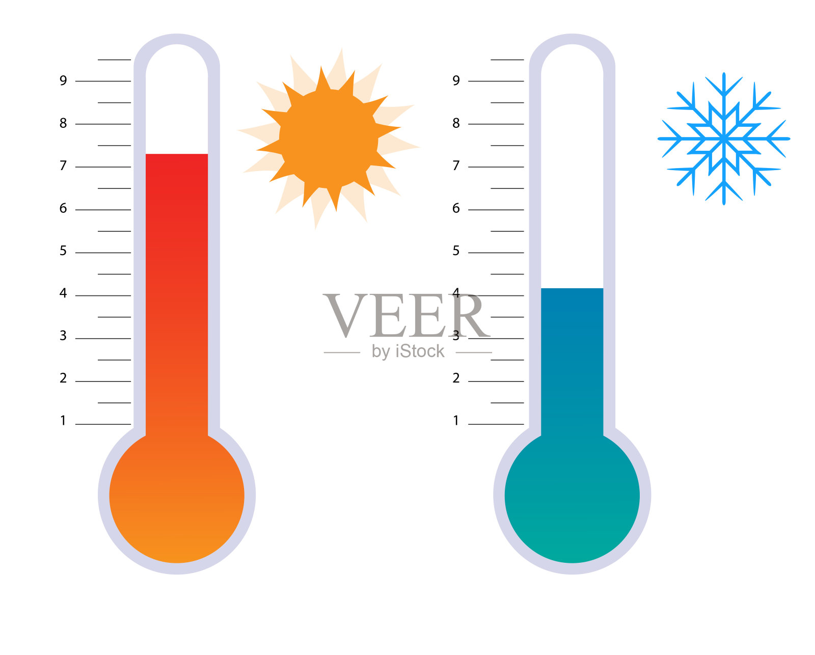 测量冷热温度的温度计插画图片素材