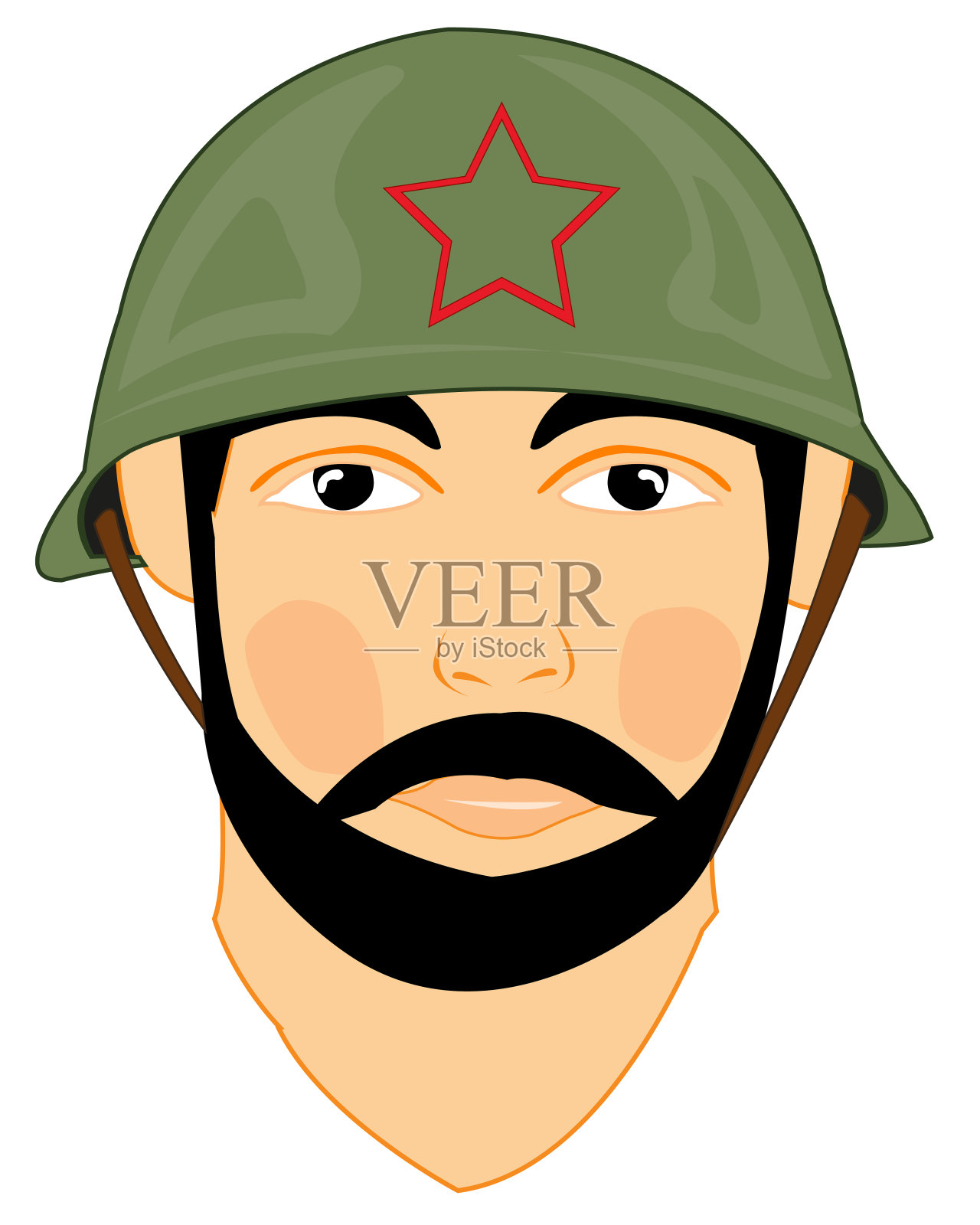 在白色背景上戴头盔的苏联士兵是绝缘的设计元素图片