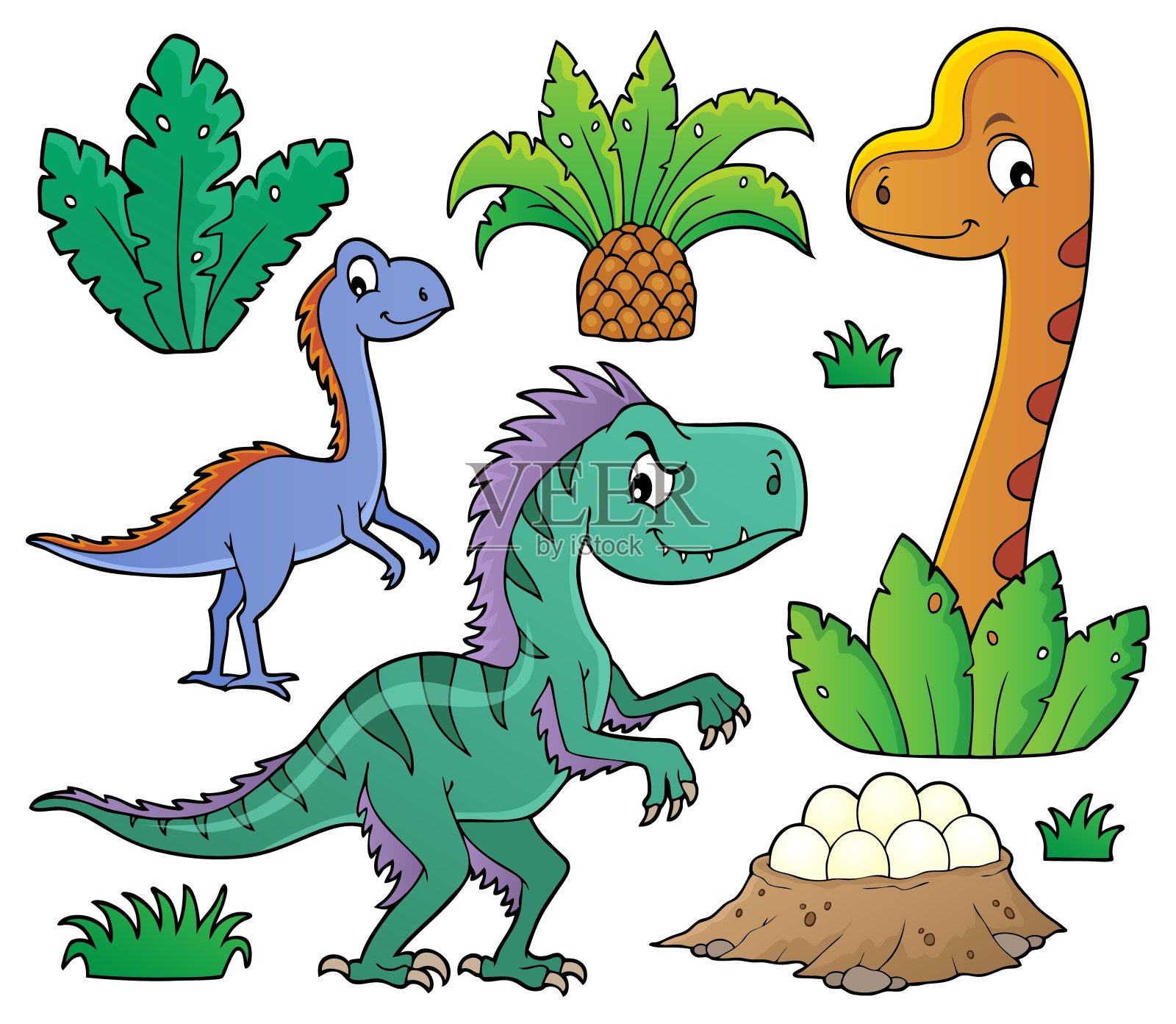 恐龙和史前自然主题集1插画图片素材