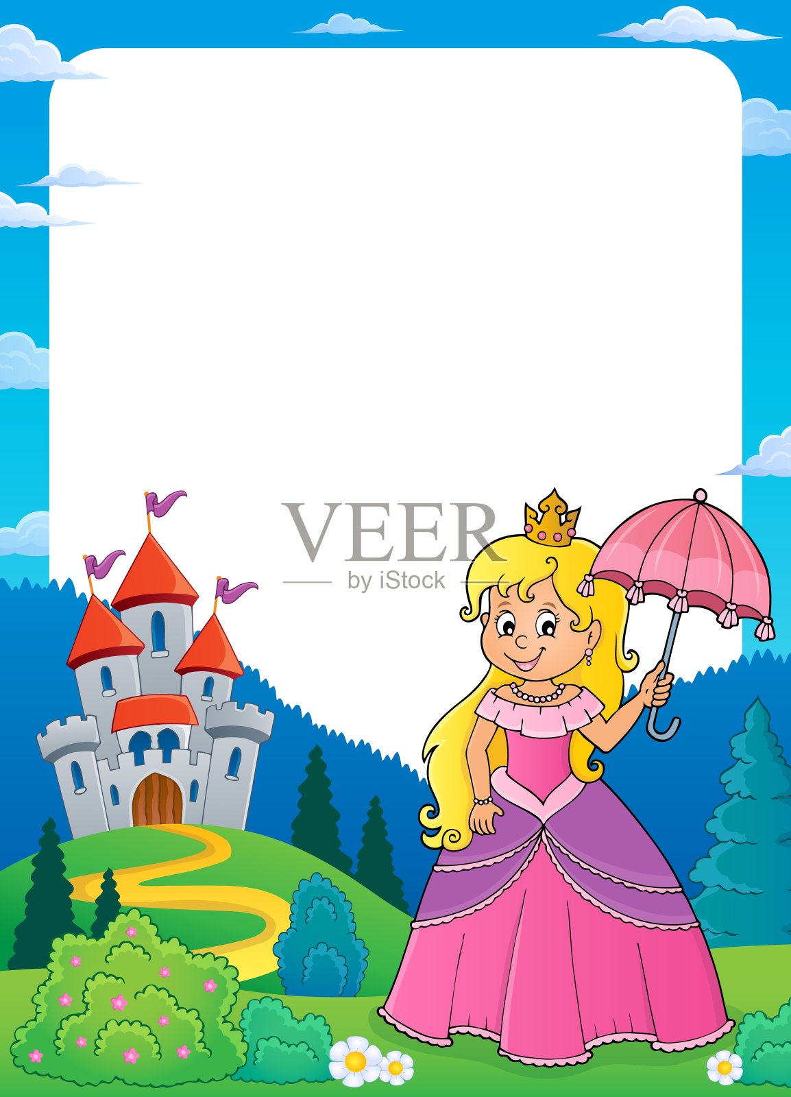 公主与伞主题框架1插画图片素材