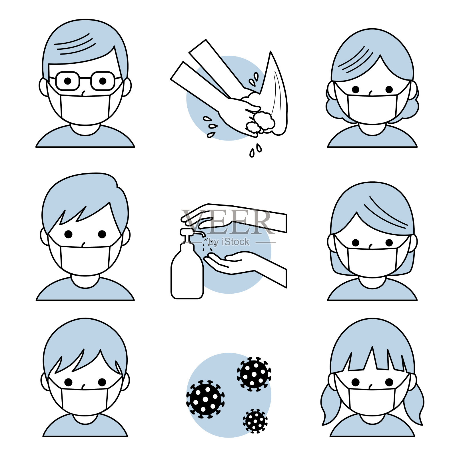佩戴口罩预防感染插画图片素材