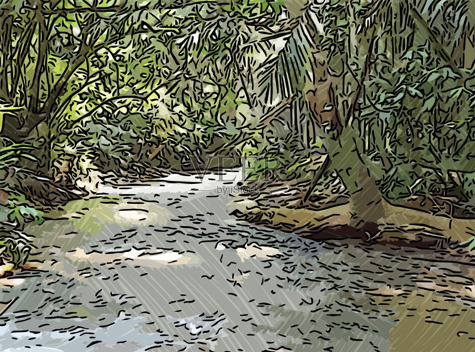 森林背景颜色插画图片素材
