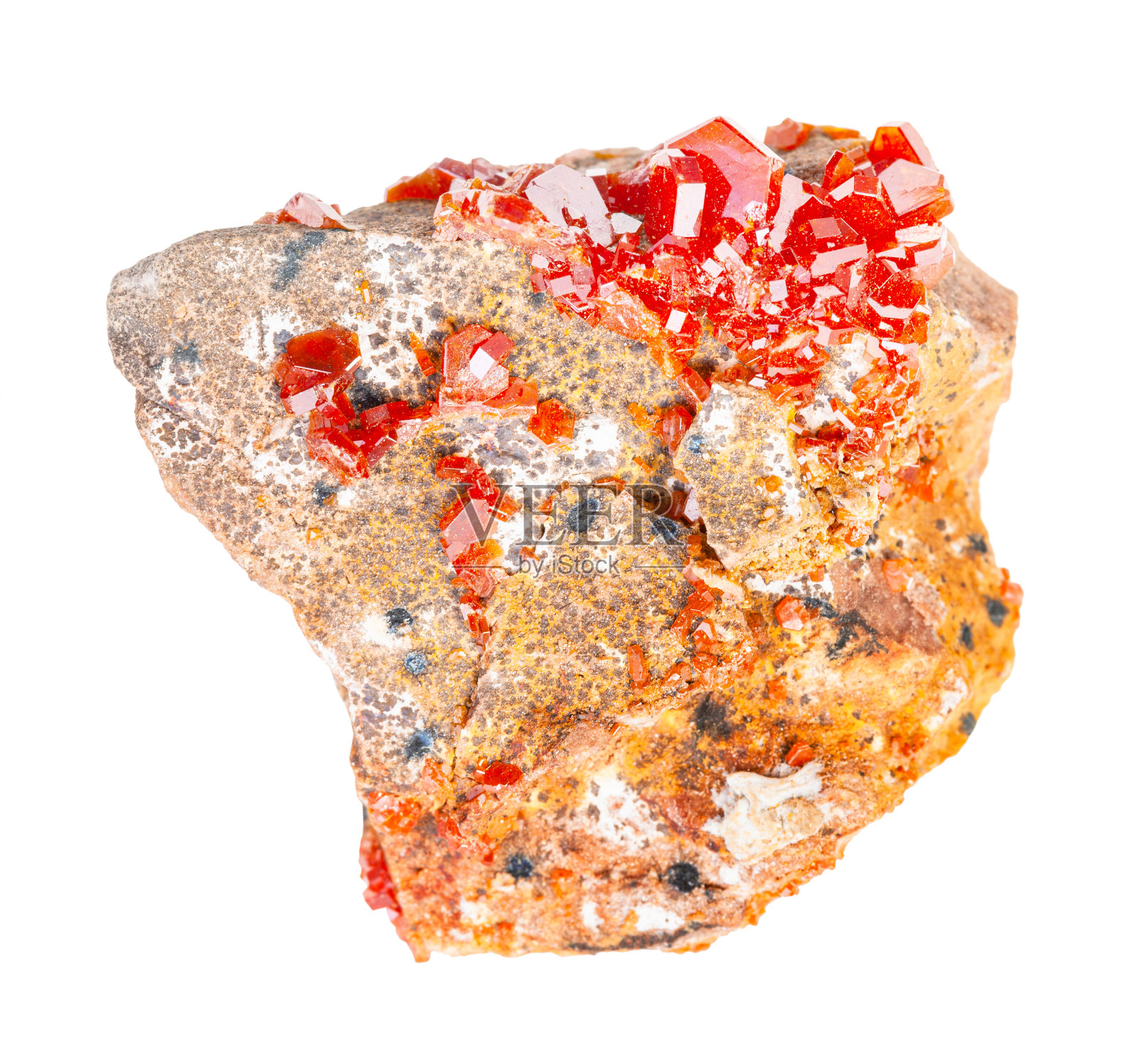 岩石上的粗糙钒矿晶体孤立照片摄影图片