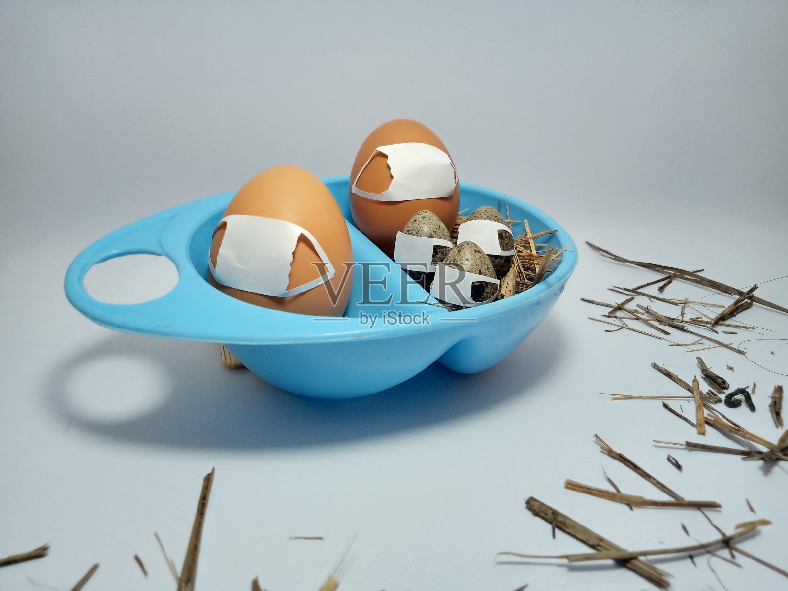 鸡蛋家庭团聚的插图。照片摄影图片