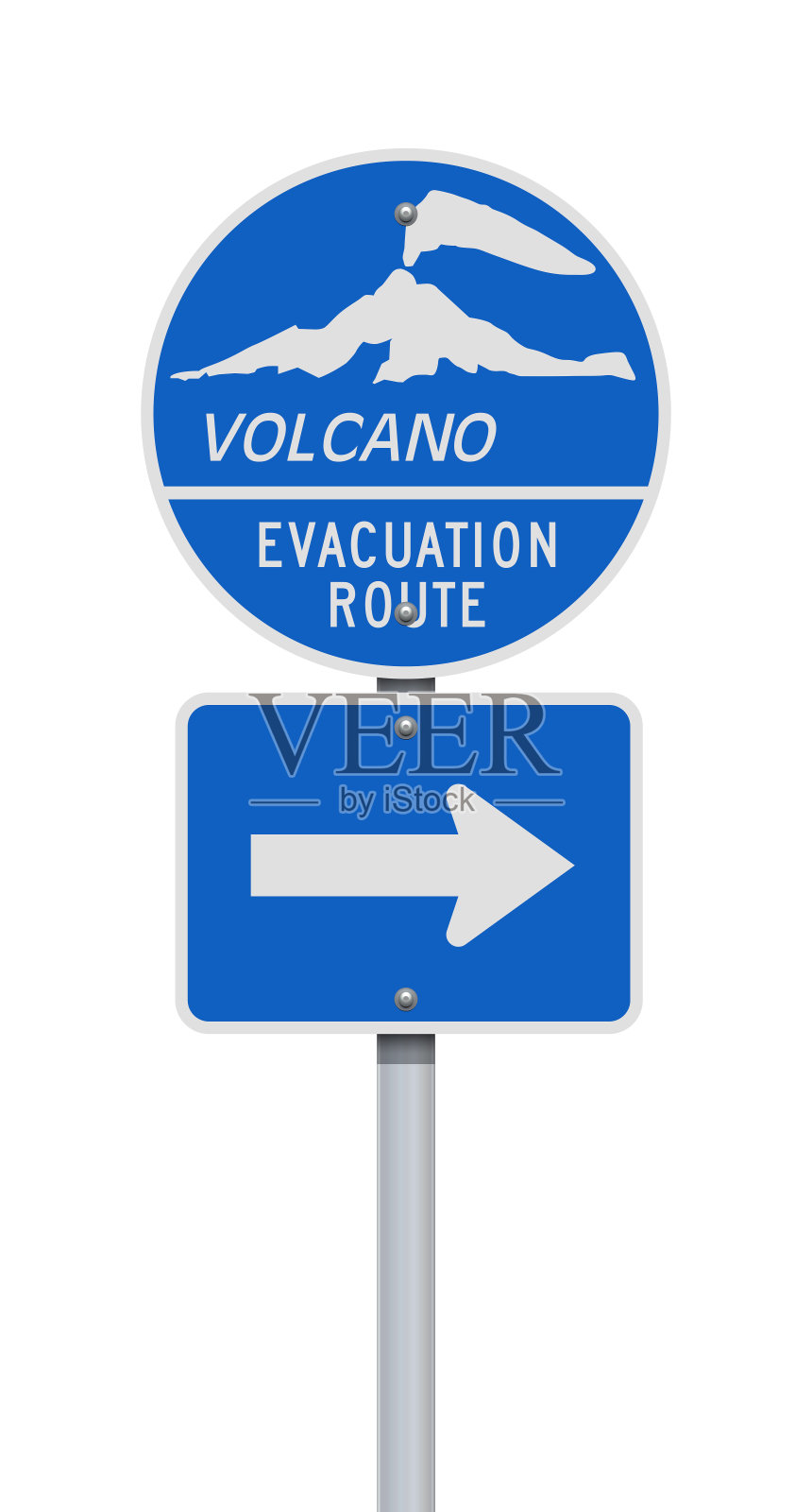 火山疏散路线路标插画图片素材