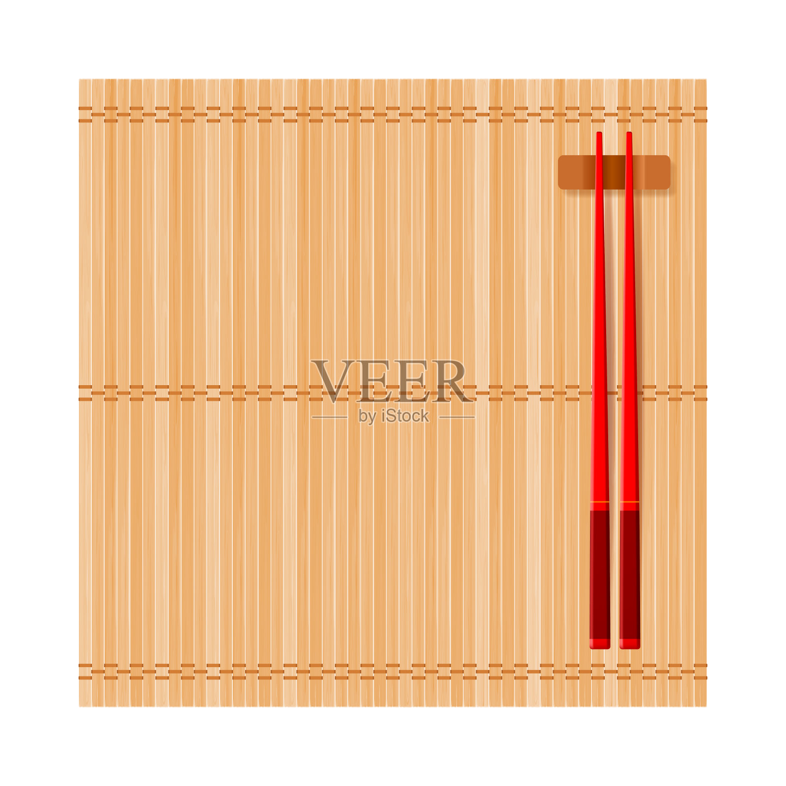 竹席和中国筷子俯视图插画图片素材