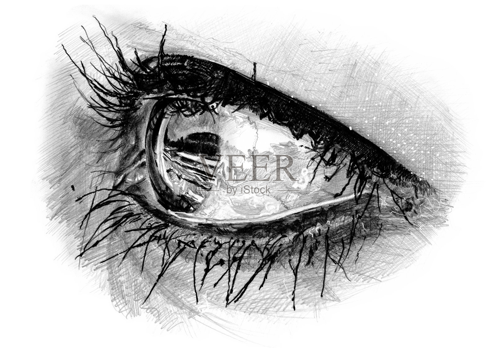 u2019女性四分之三剖面图中的眼睛插画图片素材