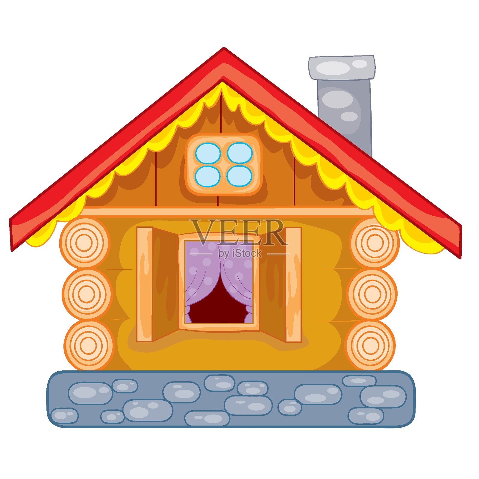 乡村小房子，白色背景上孤立的物体，矢量图，设计元素图片