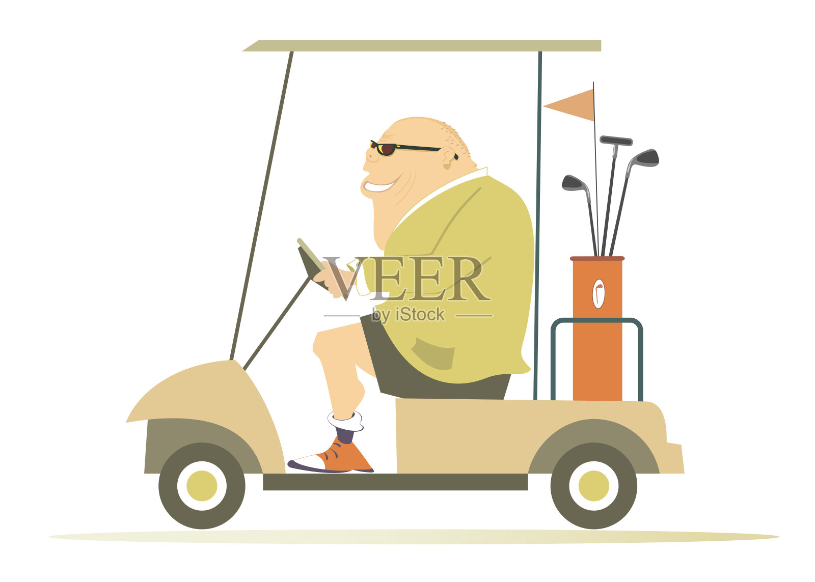 漫画高尔夫球人在高尔夫球车插图插画图片素材