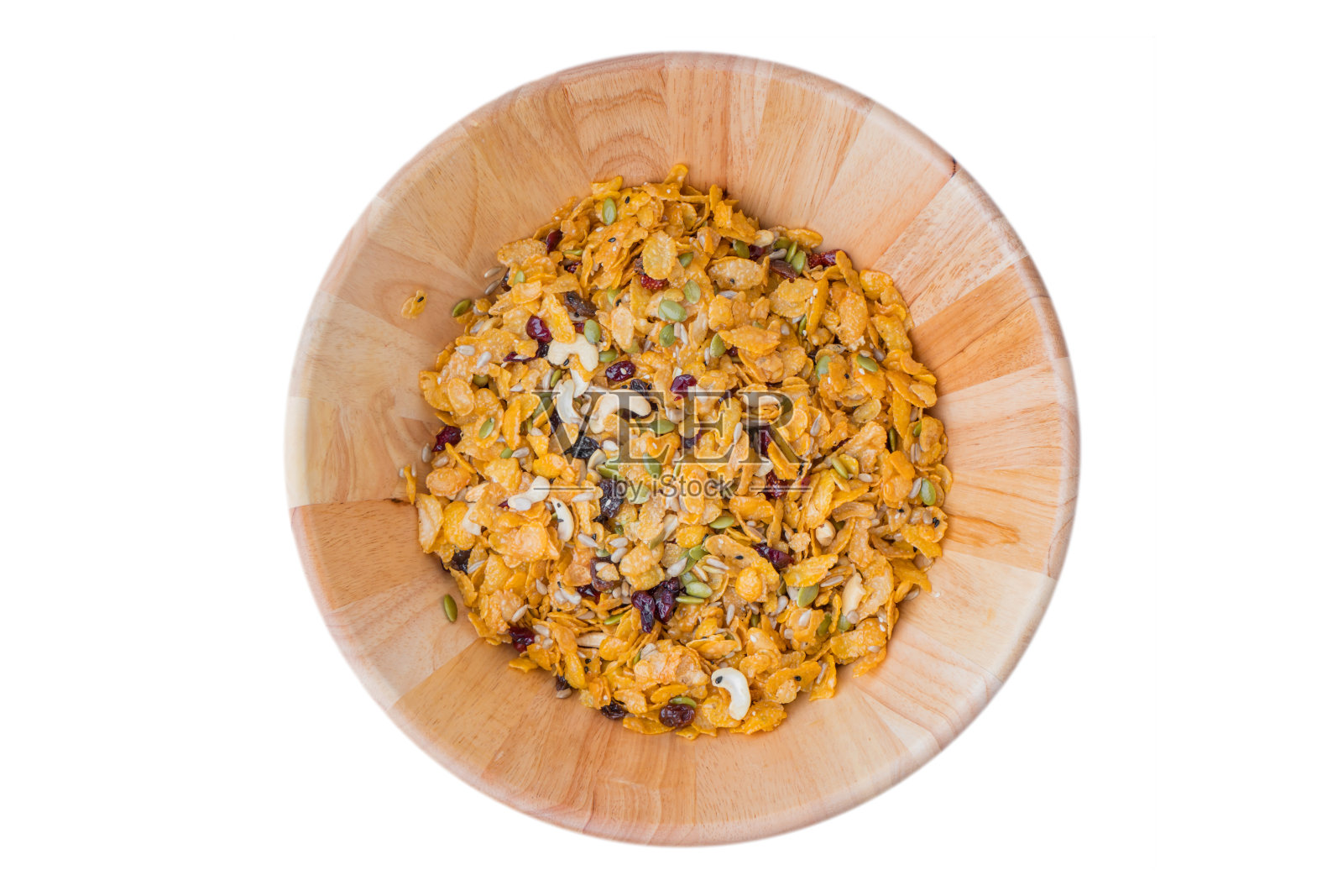 腰果，杏仁，南瓜籽和葵花籽成分自制谷物玉米片的健康杂粮食品照片摄影图片