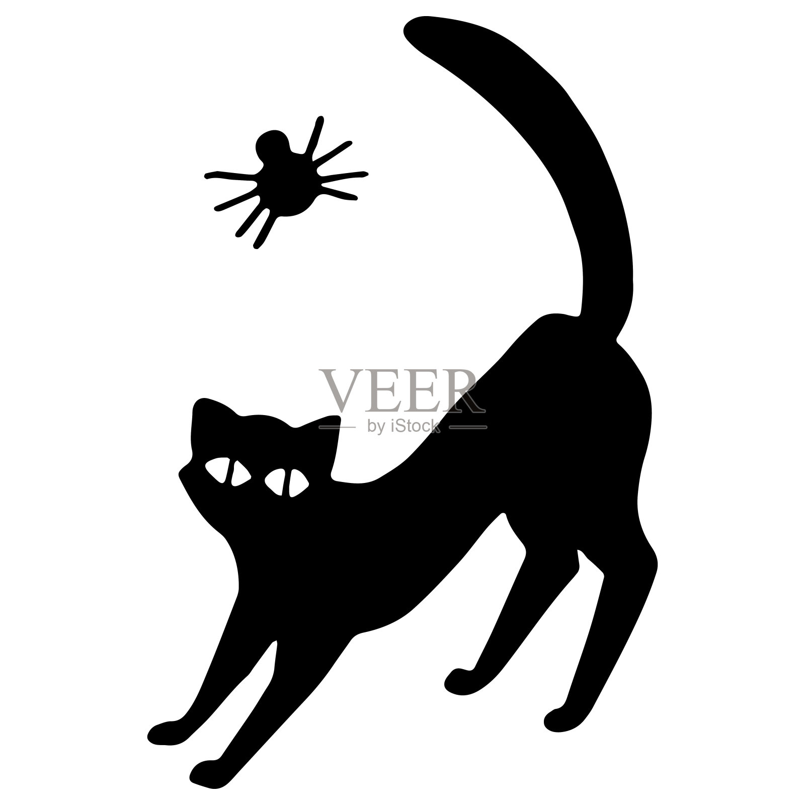 黑猫图标在白色孤立的背景。设计元素图片
