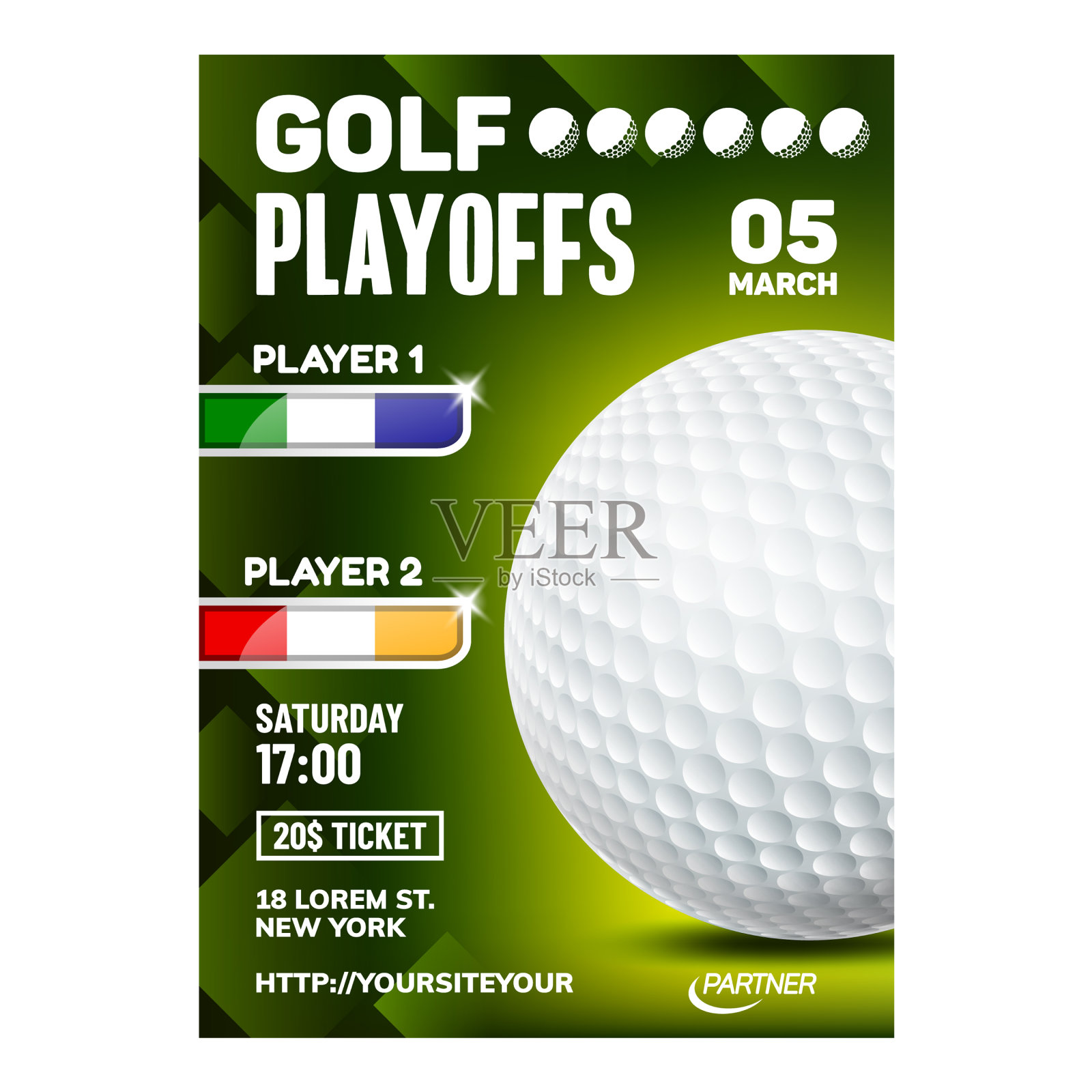高尔夫运动年度活动广告海报设计模板素材