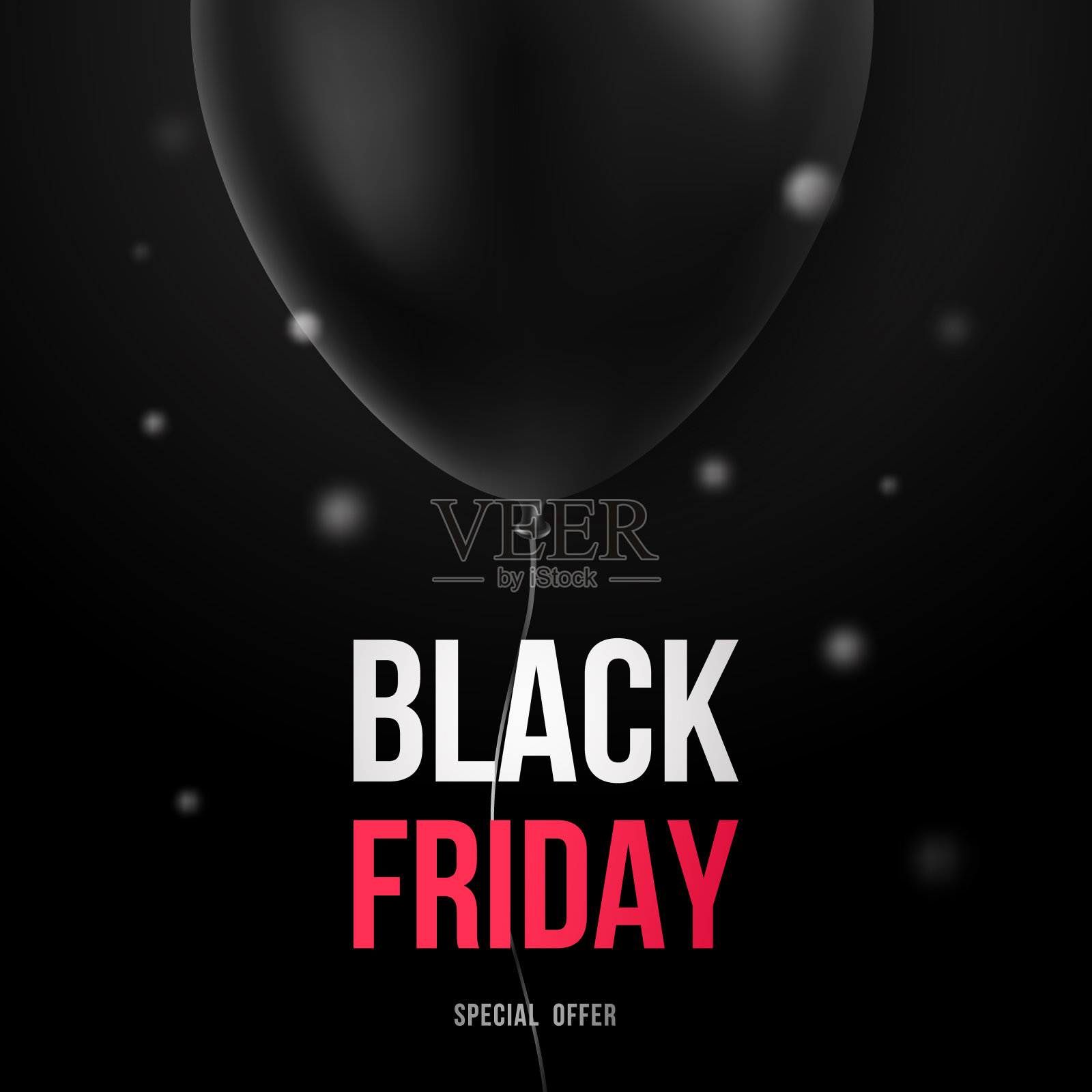 黑色气球的黑色星期五促销设计模板。3d光滑的黑色气球。“黑色星期五”的背景。矢量插图。背景图片素材