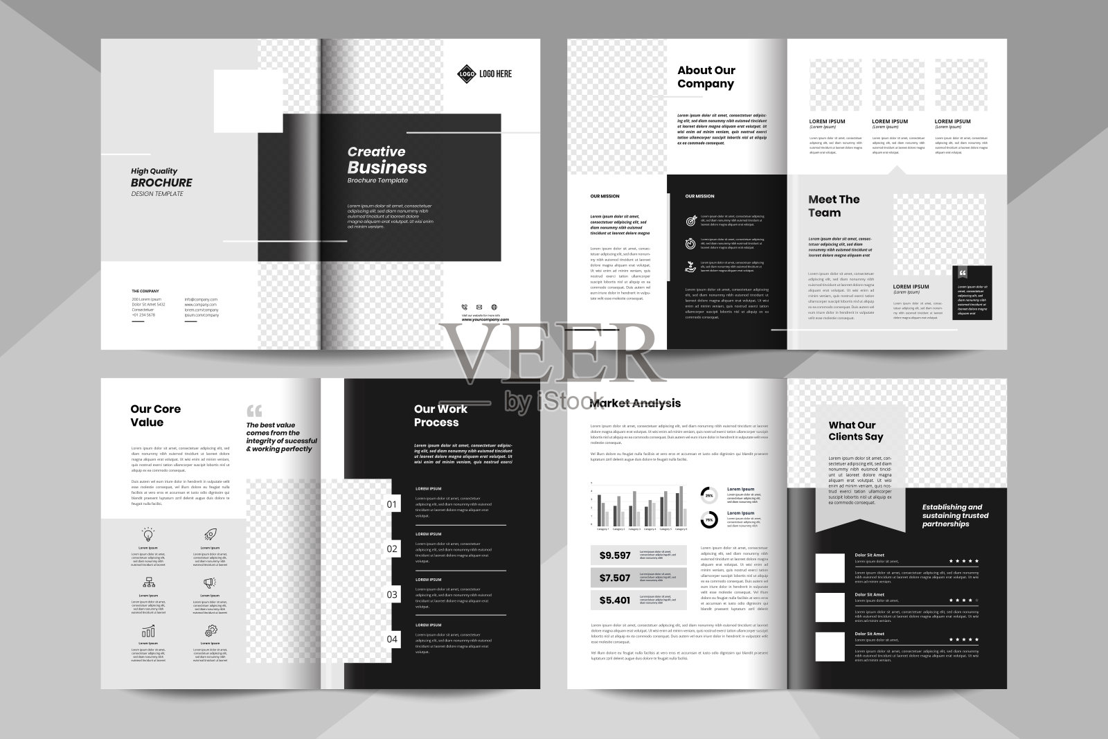 8页商业手册模板。公司业务手册模板。设计模板素材