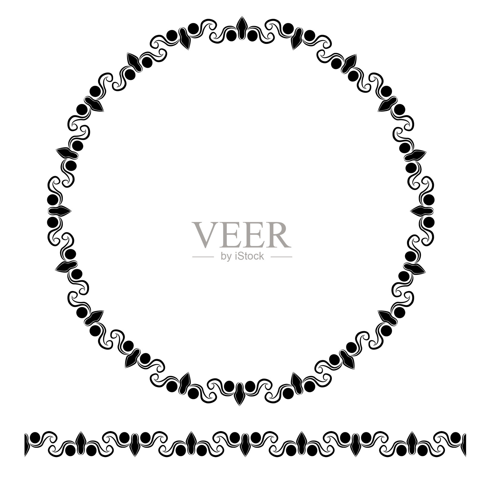 黑色圆角圆形花架孤立插画图片素材