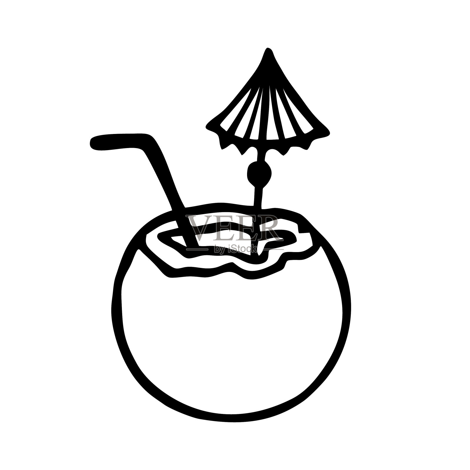 白色背景上孤立的椰子饮料设计元素图片