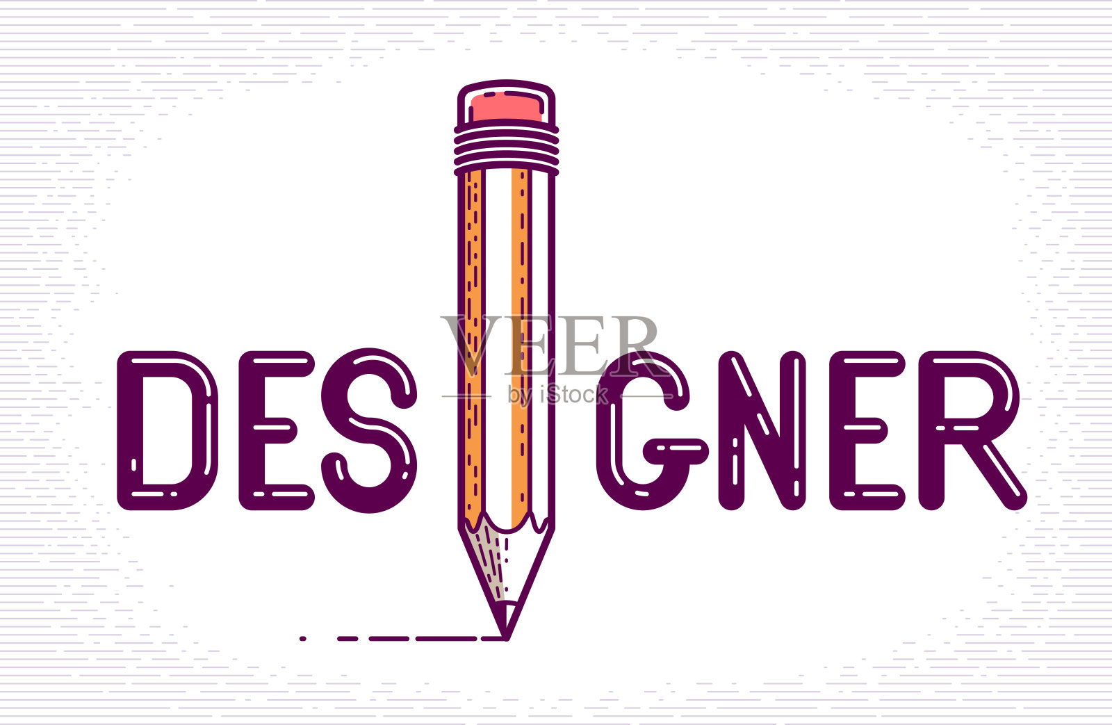 设计师用铅笔字代替字母I，设计专业概念，矢量概念创意标志或海报用特殊字体制成。插画图片素材
