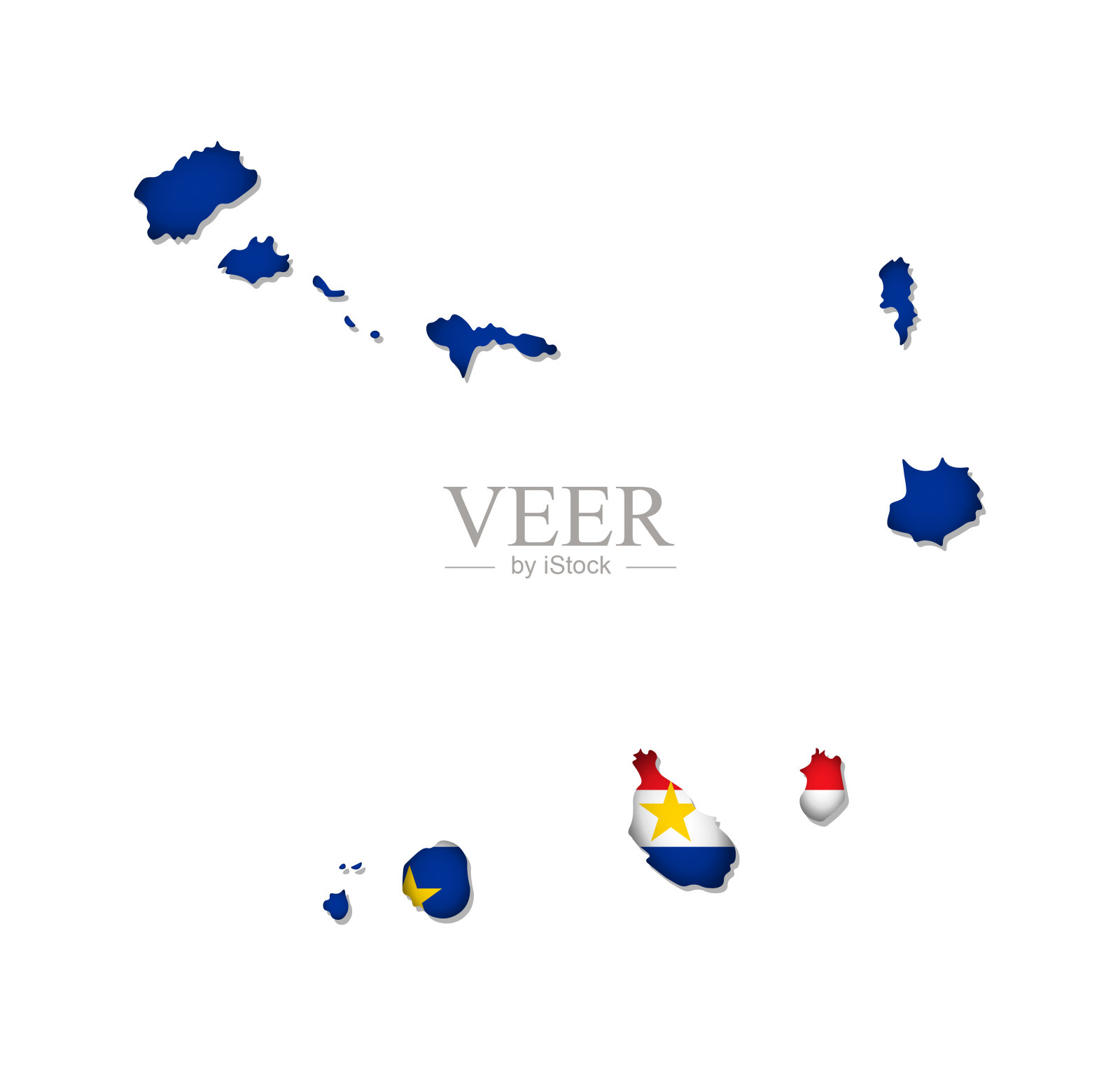 矢量孤立插图与佛得角国旗与此地图的形状(简化)。白色背景插画图片素材
