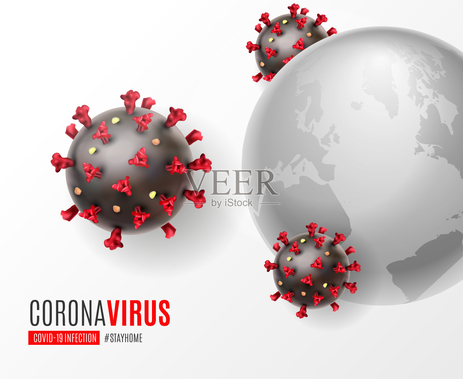 冠状病毒疾病COVID-19感染医疗与印刷和复制空间。新型冠状病毒的传播背景。呆在家里标签大流行风险背景媒介插图插画图片素材