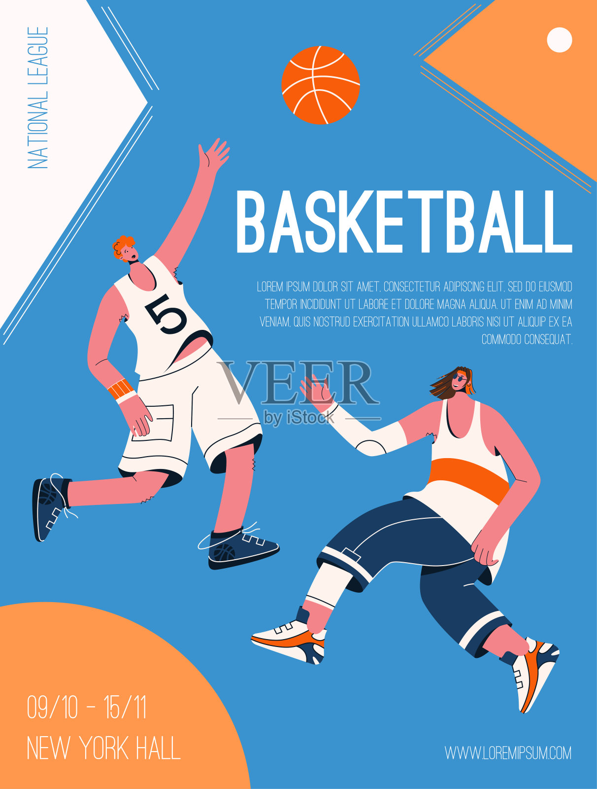 矢量海报的篮球国家联盟的概念设计模板素材