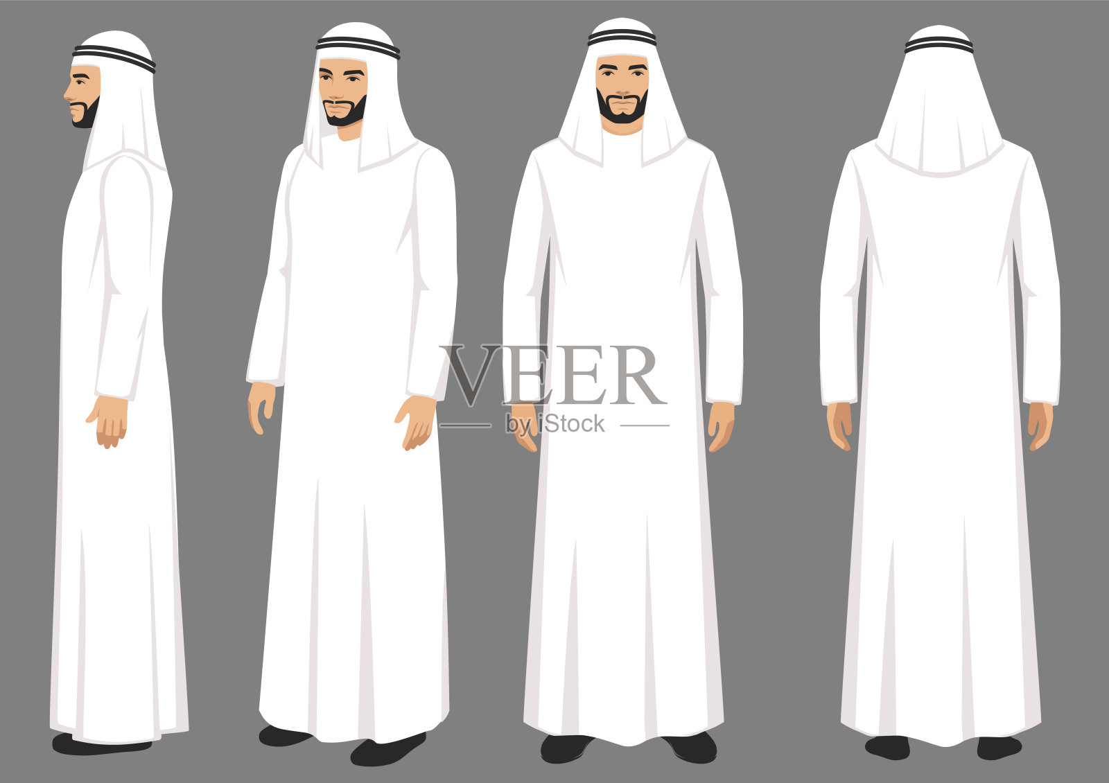 阿拉伯穆斯林男子性格插画图片素材