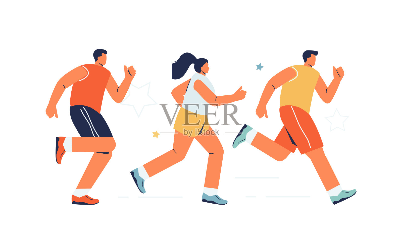 跑步者马拉松赛跑矢量设计元素图片